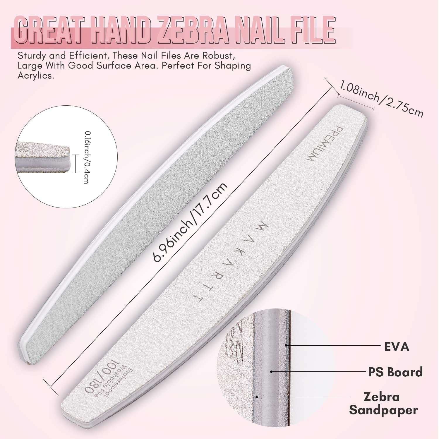 image:imageMakartt Nail File 8080 Grit Emery Boards for Nails 10pcs Professional Washable Doubled Sides Coarse Toenail Filer Heavy Duty for Acrylic and Extension Gel Removal Pedicure Manicure Tools100100 Grit