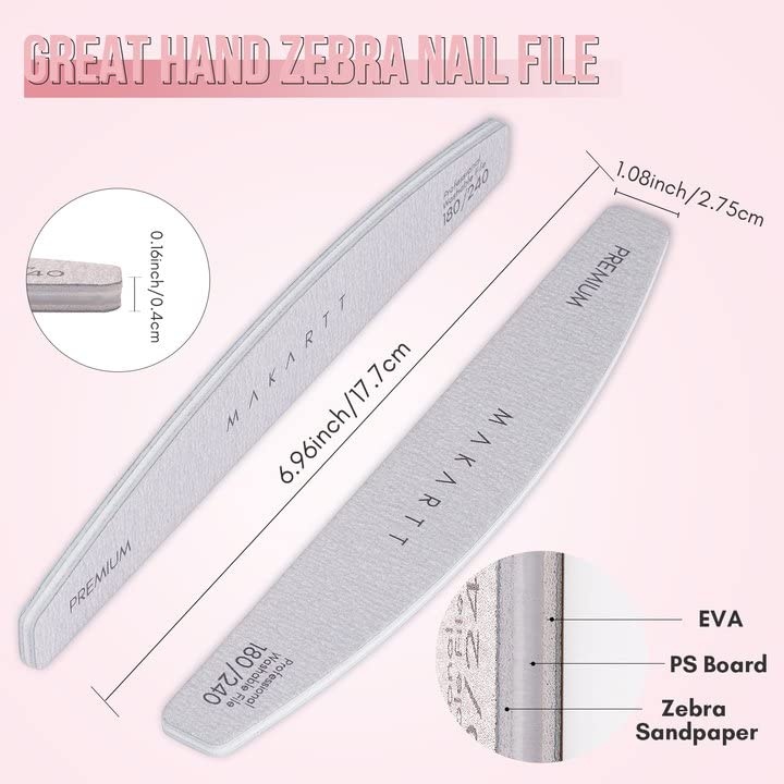image:imageMakartt Nail File 8080 Grit Emery Boards for Nails 10pcs Professional Washable Doubled Sides Coarse Toenail Filer Heavy Duty for Acrylic and Extension Gel Removal Pedicure Manicure Tools10pcs 180240 Grit nail files