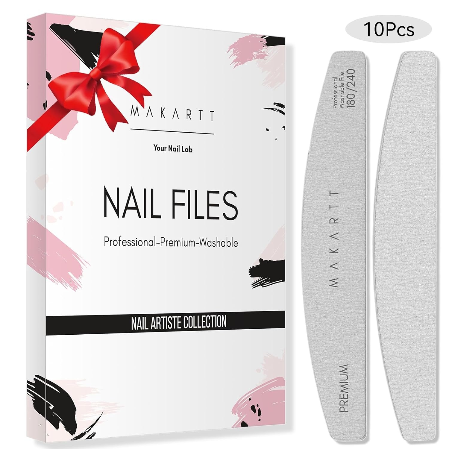 image:imageMakartt Nail File 8080 Grit Emery Boards for Nails 10pcs Professional Washable Doubled Sides Coarse Toenail Filer Heavy Duty for Acrylic and Extension Gel Removal Pedicure Manicure Tools10pcs 180240 Grit nail files