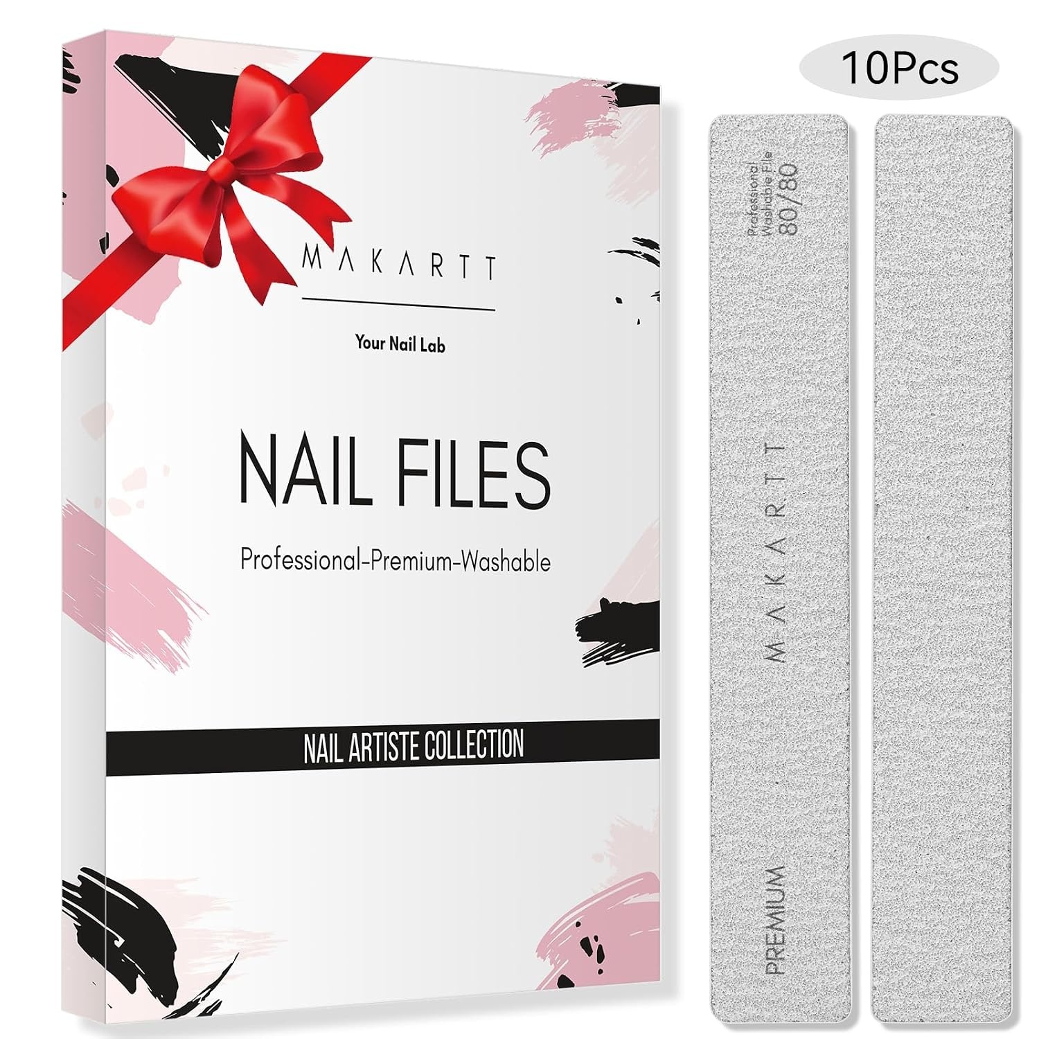 image:imageMakartt Nail File 8080 Grit Emery Boards for Nails 10pcs Professional Washable Doubled Sides Coarse Toenail Filer Heavy Duty for Acrylic and Extension Gel Removal Pedicure Manicure Tools8080 Grit