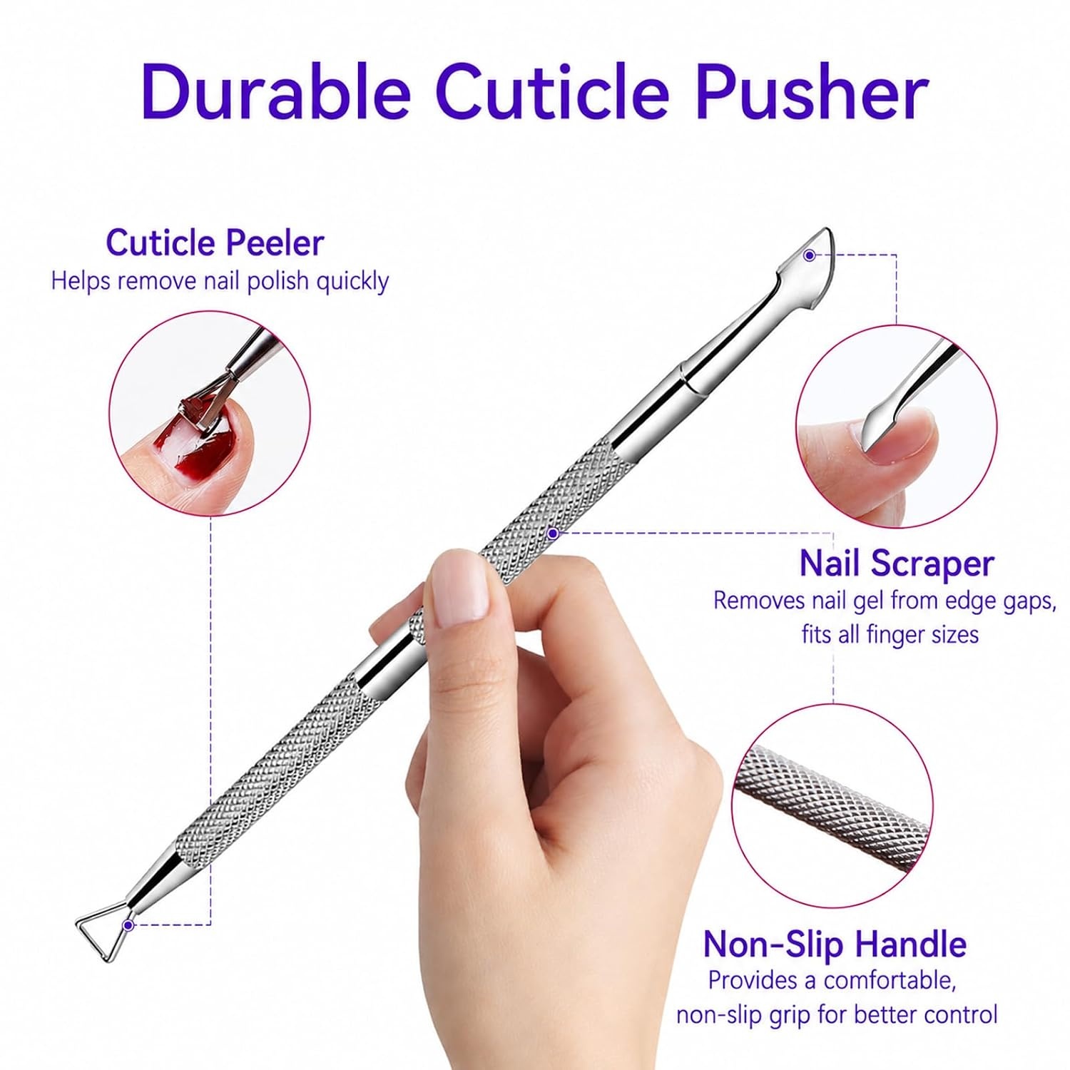 image:imageMakartt Nail Polish Remover Clips Kit 20PCS Reusable Nail Soak Off Clips for Fingers amp Toes Acrylic amp Nail Remover Tools DoubleEnded Cuticle Pusher Fast MessFree Gel Removal at Home or Salonpurple