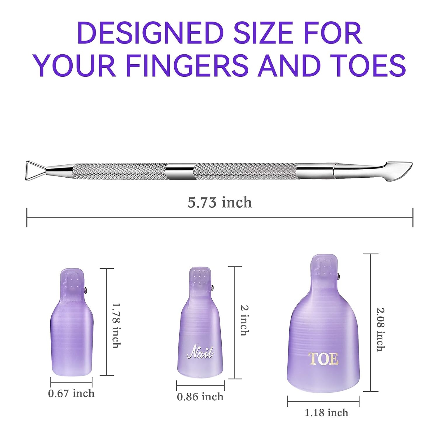 image:imageMakartt Nail Polish Remover Clips Kit 20PCS Reusable Nail Soak Off Clips for Fingers amp Toes Acrylic amp Nail Remover Tools DoubleEnded Cuticle Pusher Fast MessFree Gel Removal at Home or Salonpurple