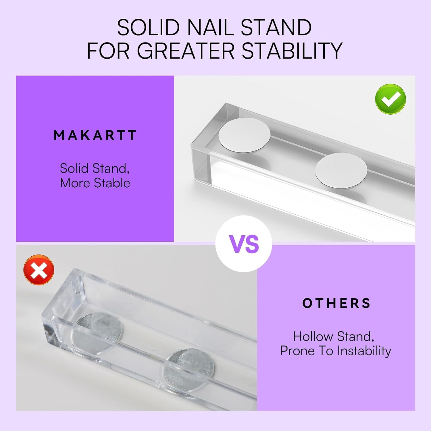 image:imageMakartt Nail Stand Clear Nail Holder for Painting Nails DIY Magnetic Press on Stand for Art Display Practice Clear Glitter Flower Fake Holder for Home Salon with Reusable Adhesive PuttyHolo Purple Stands with Clear Base