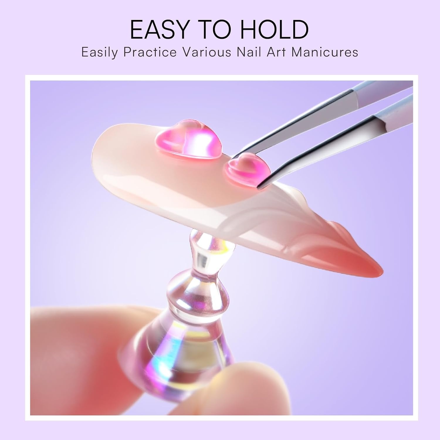 image:imageMakartt Nail Stand Clear Nail Holder for Painting Nails DIY Magnetic Press on Stand for Art Display Practice Clear Glitter Flower Fake Holder for Home Salon with Reusable Adhesive PuttyHolo Purple Stands with Clear Base
