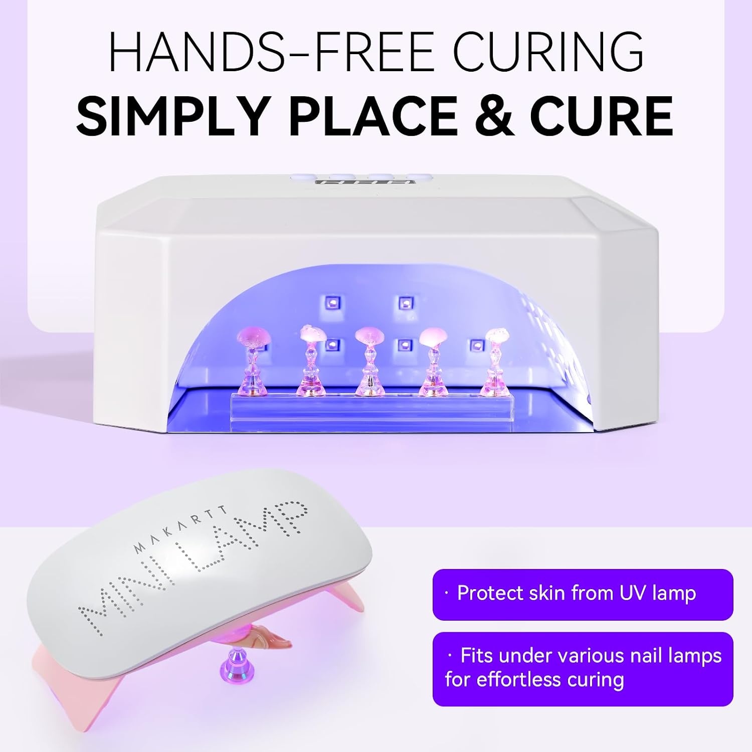 image:imageMakartt Nail Stand Clear Nail Holder for Painting Nails DIY Magnetic Press on Stand for Art Display Practice Clear Glitter Flower Fake Holder for Home Salon with Reusable Adhesive PuttyHolo Pink Purple Stands with Clear Base