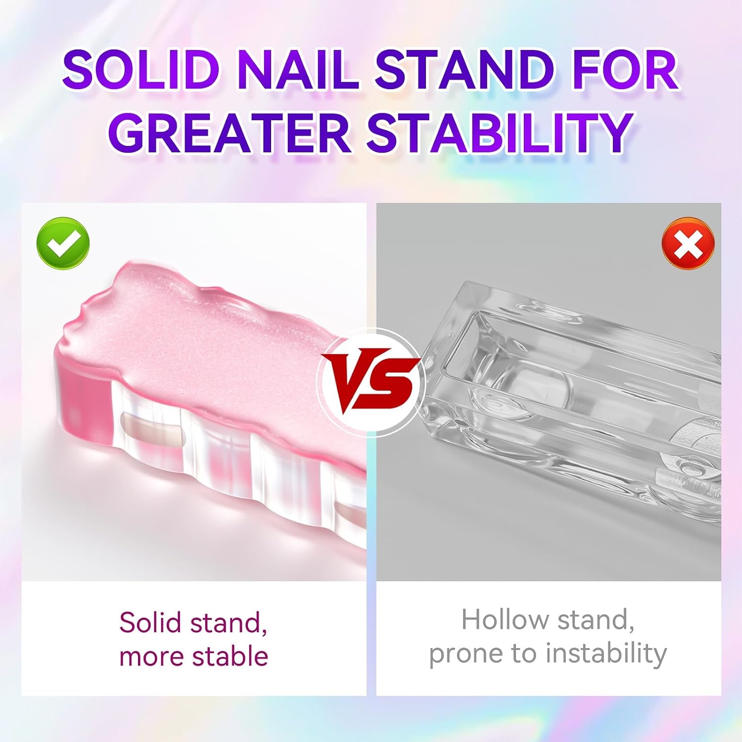 image:imageMakartt Nail Stand Clear Nail Holder for Painting Nails DIY Magnetic Press on Stand for Art Display Practice Clear Glitter Flower Fake Holder for Home Salon with Reusable Adhesive PuttyHolo Clear Pink Stands with Pink Base