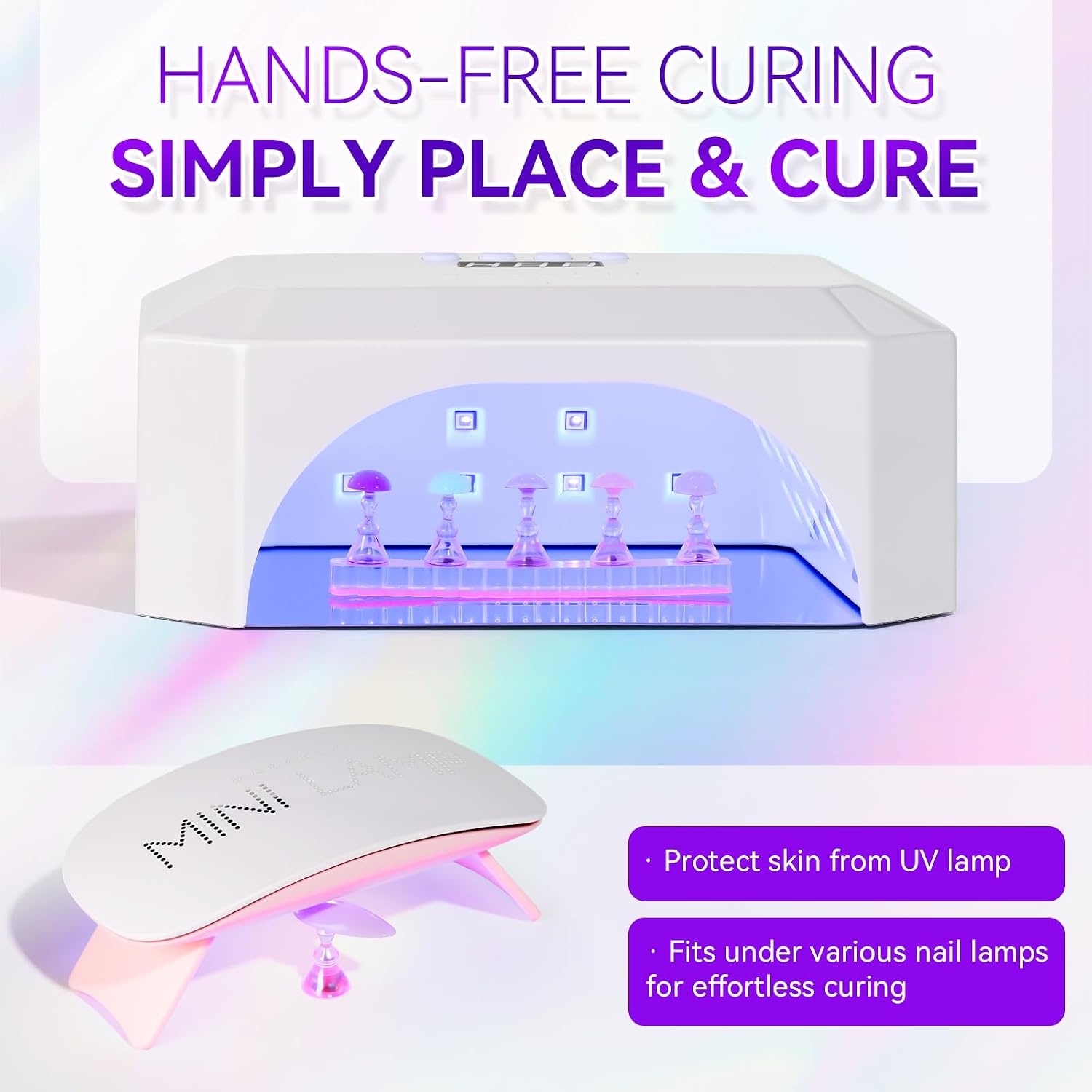 image:imageMakartt Nail Stand Clear Nail Holder for Painting Nails DIY Magnetic Press on Stand for Art Display Practice Clear Glitter Flower Fake Holder for Home Salon with Reusable Adhesive PuttyHolo Clear Pink Stands with Pink Base
