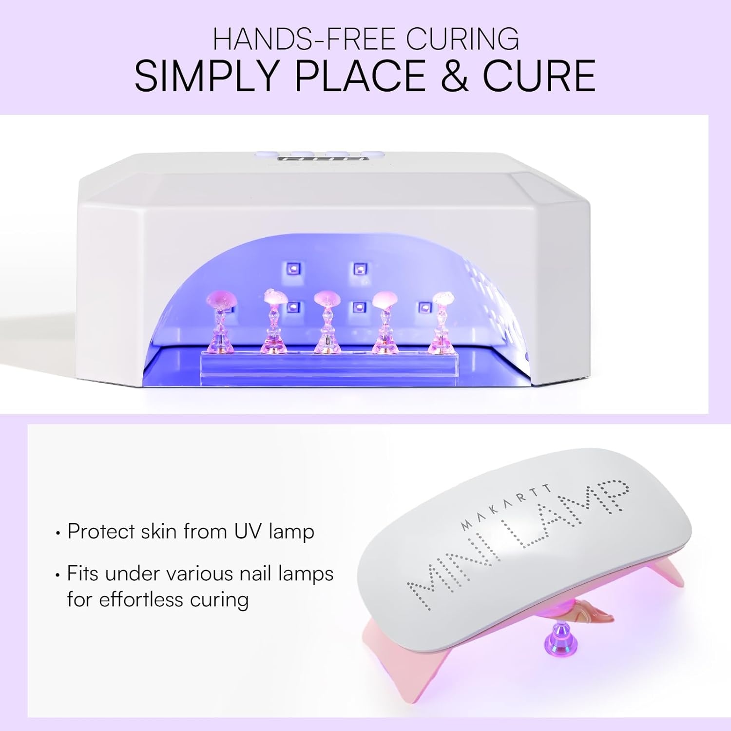 image:imageMakartt Nail Stand Clear Nail Holder for Painting Nails DIY Magnetic Press on Stand for Art Display Practice Clear Glitter Flower Fake Holder for Home Salon with Reusable Adhesive PuttyHolo Purple Stands with Clear Base