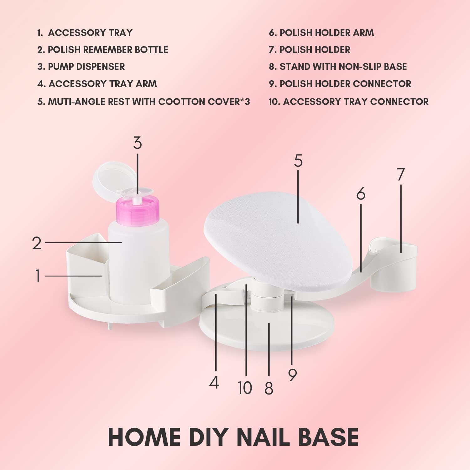 image:imageMakartt Nail Stand Hand Rest for Nails Manicure Supplies with Multi Angle amp Polish Trays Foot Station Supply for Salon Home DIY