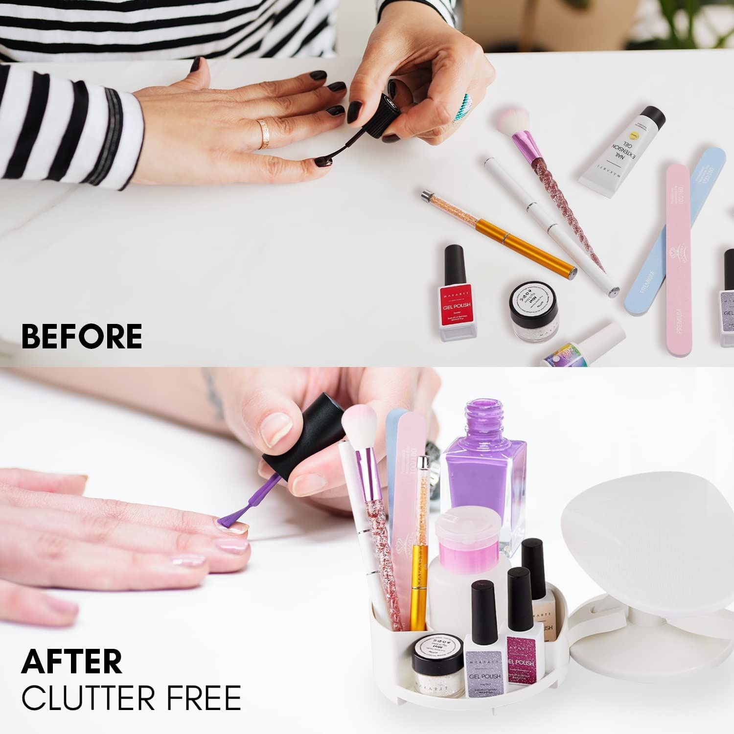 image:imageMakartt Nail Stand Hand Rest for Nails Manicure Supplies with Multi Angle amp Polish Trays Foot Station Supply for Salon Home DIY