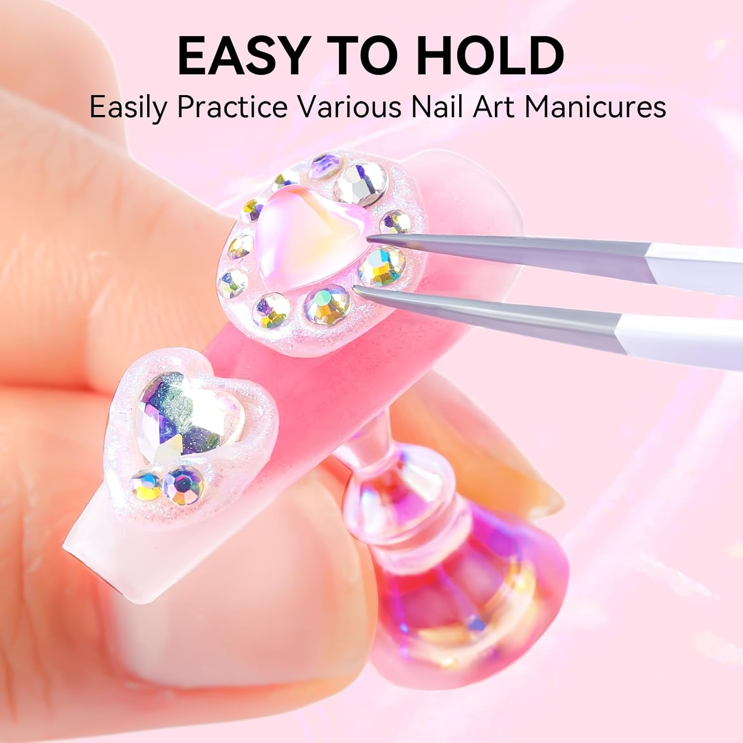 image:imageMakartt Nail Stand Press On Nails Stand Display Practice Art Magnetic Fake Nail Holder for Painting Nails Stand for False Nail Designs with Doublesided Tape for Home DIY Beginner Salon SuppliesAurora ClearPink