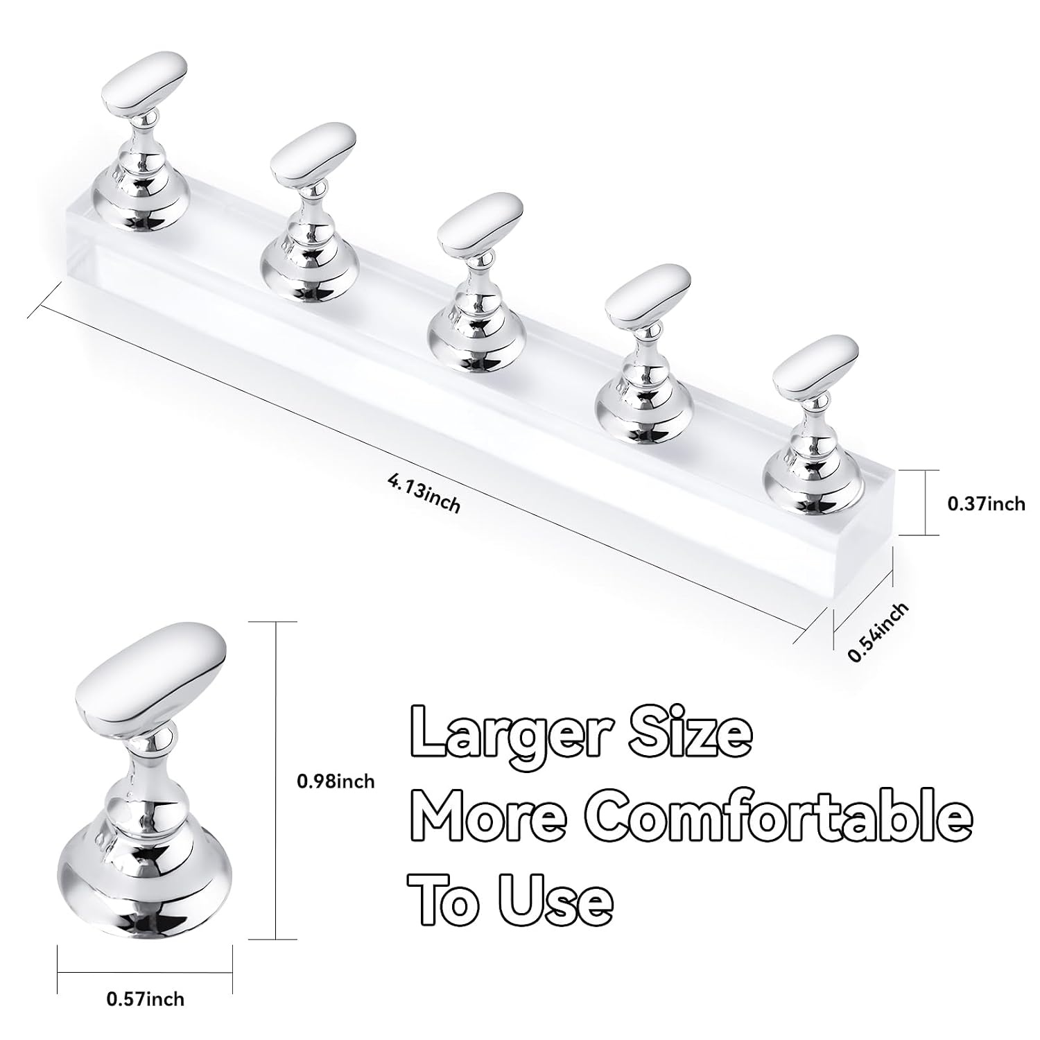 image:imageMakartt Nail Stand Press On Nails Stand Display Practice Art Magnetic Fake Nail Holder for Painting Nails Stand for False Nail Designs with Doublesided Tape for Home DIY Beginner Salon SuppliesSilver