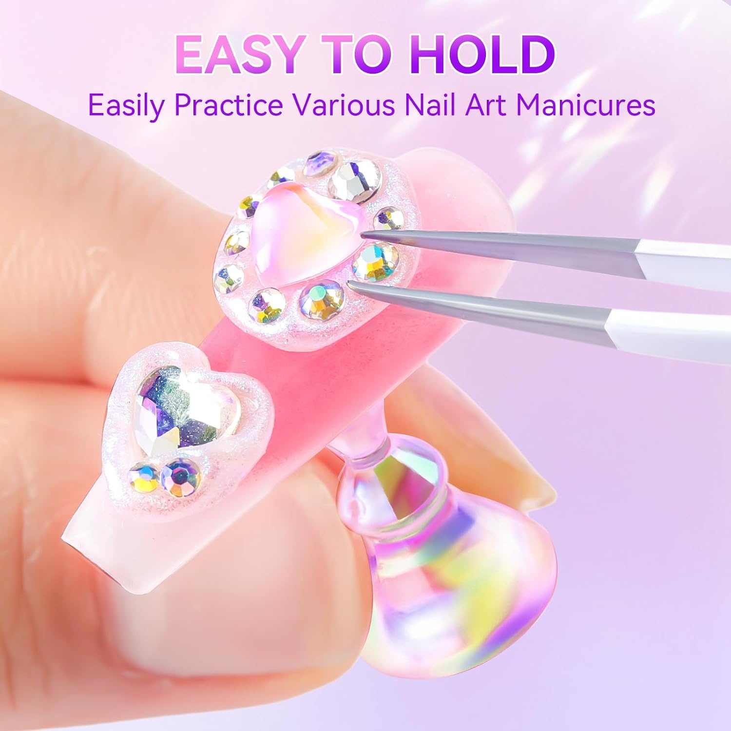 image:imageMakartt Nail Stand Press On Nails Stand Display Practice Art Magnetic Fake Nail Holder for Painting Nails Stand for False Nail Designs with Doublesided Tape for Home DIY Beginner Salon SuppliesPinkClear