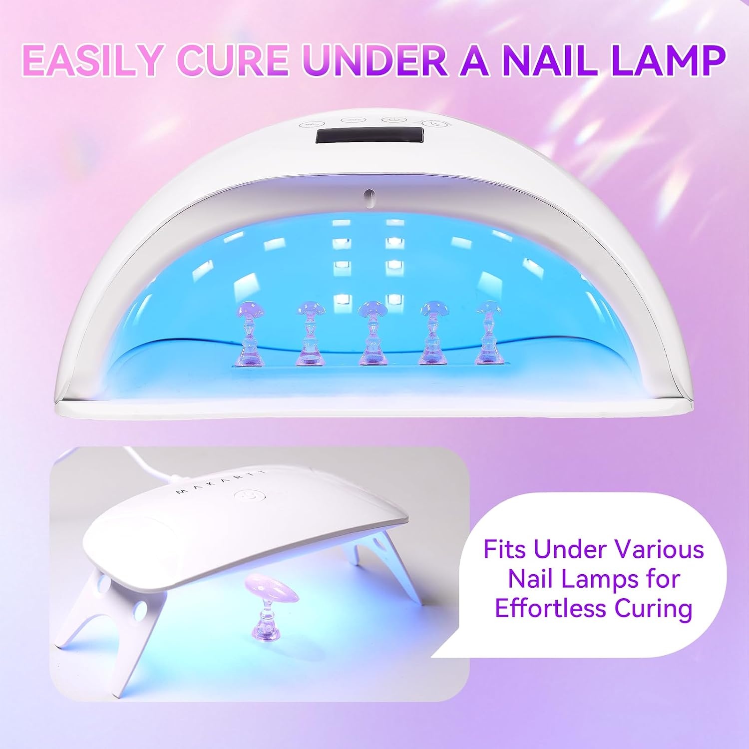 image:imageMakartt Nail Stand Press On Nails Stand Display Practice Art Magnetic Fake Nail Holder for Painting Nails Stand for False Nail Designs with Doublesided Tape for Home DIY Beginner Salon SuppliesPinkClear