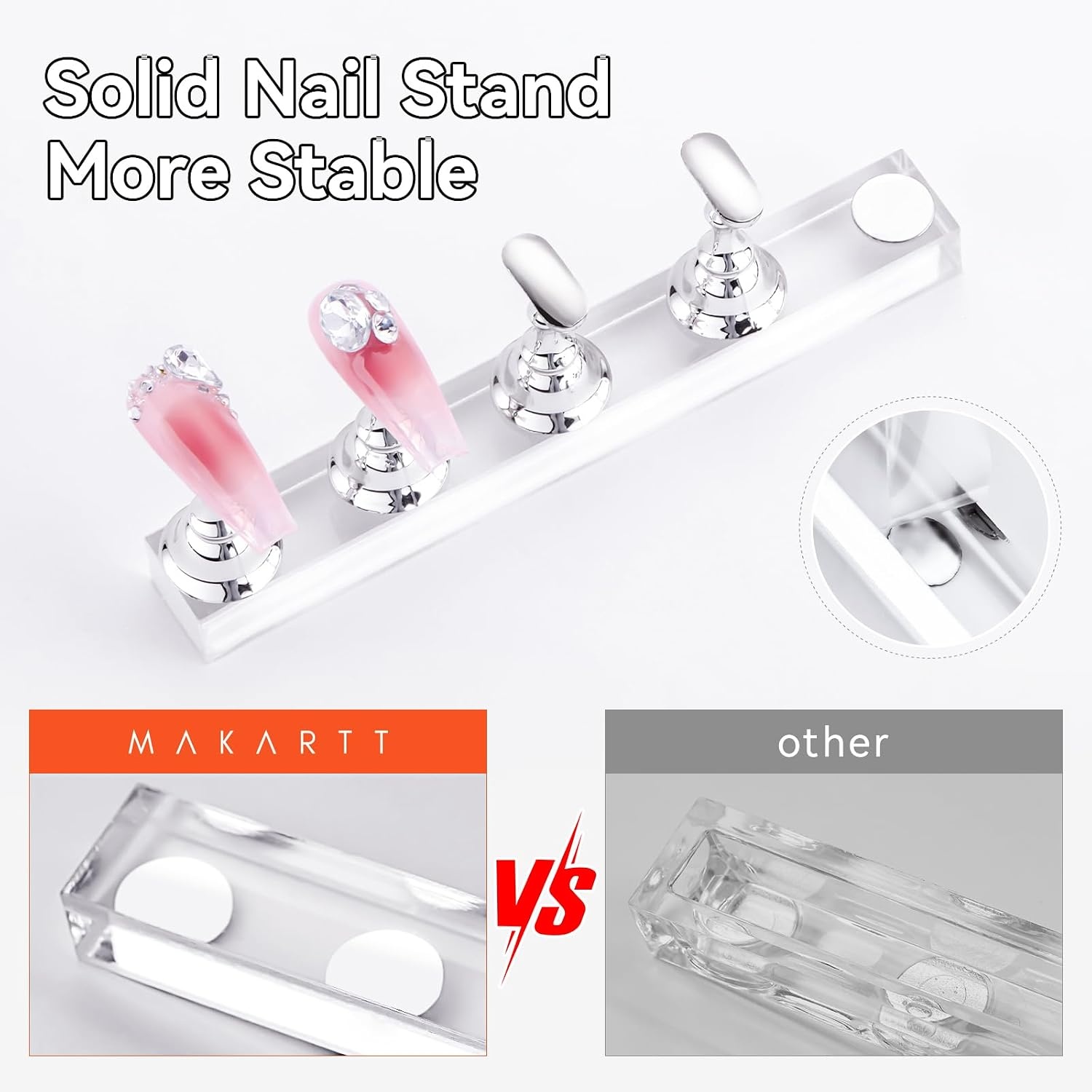 image:imageMakartt Nail Stand Press On Nails Stand Display Practice Art Magnetic Fake Nail Holder for Painting Nails Stand for False Nail Designs with Doublesided Tape for Home DIY Beginner Salon SuppliesSilver