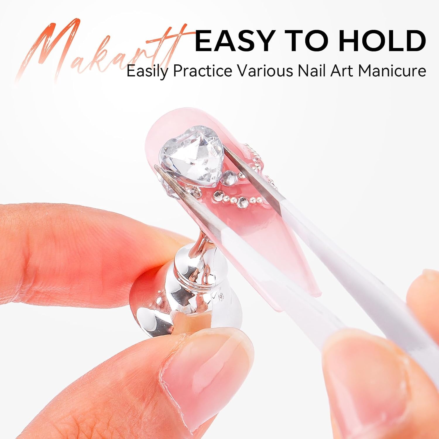 image:imageMakartt Nail Stand Press On Nails Stand Display Practice Art Magnetic Fake Nail Holder for Painting Nails Stand for False Nail Designs with Doublesided Tape for Home DIY Beginner Salon SuppliesSilver Metal