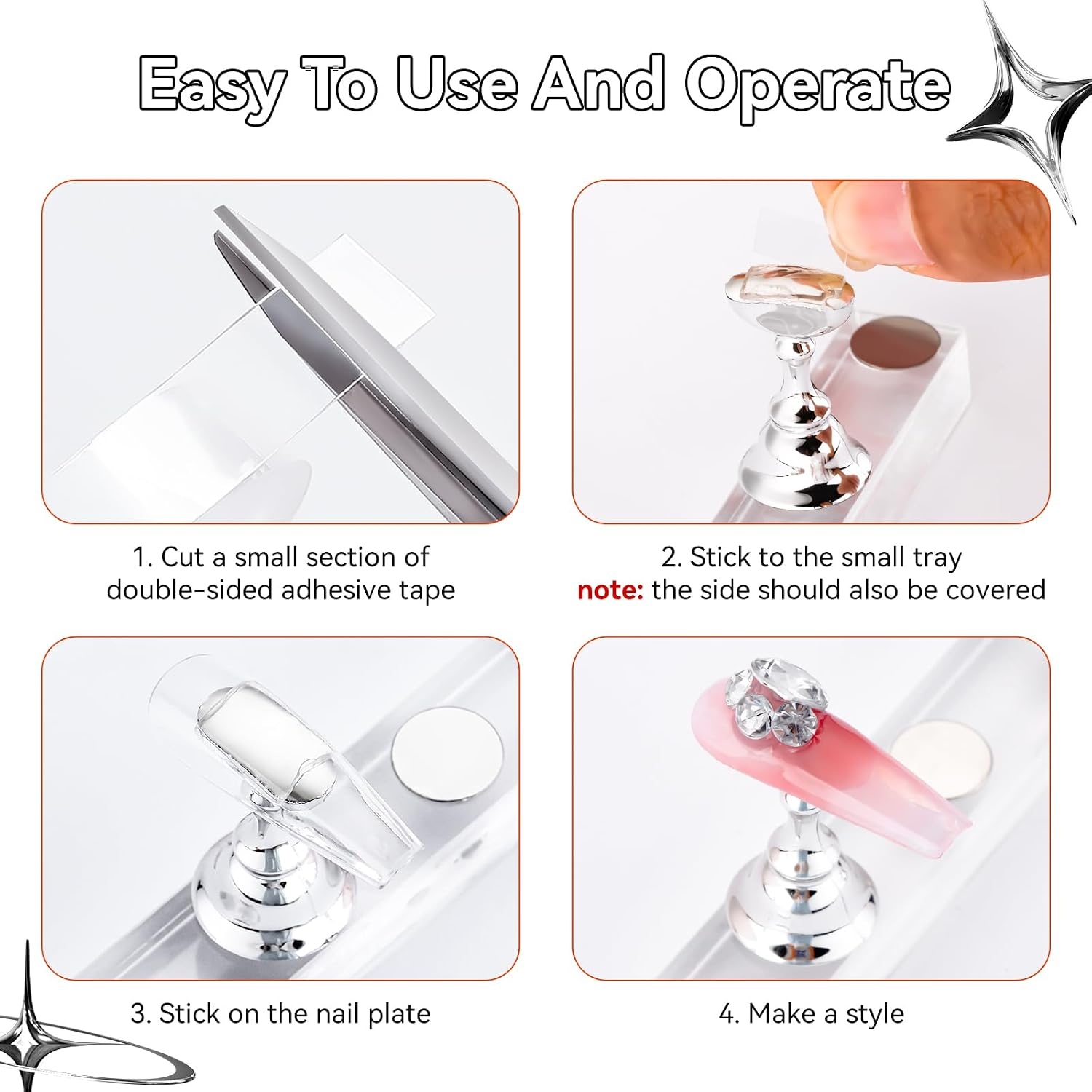 image:imageMakartt Nail Stand Press On Nails Stand Display Practice Art Magnetic Fake Nail Holder for Painting Nails Stand for False Nail Designs with Doublesided Tape for Home DIY Beginner Salon SuppliesSilver