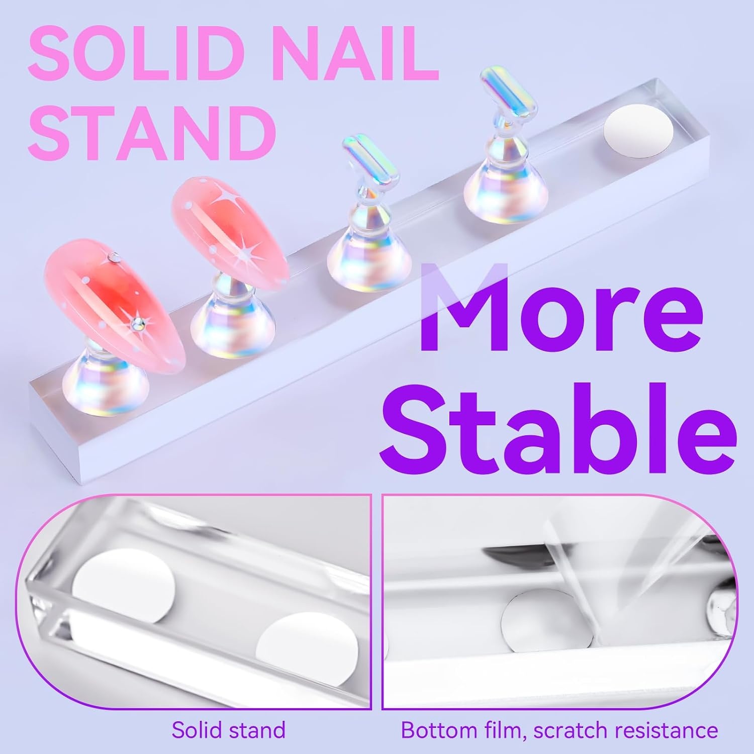 image:imageMakartt Nail Stand Press On Nails Stand Display Practice Art Magnetic Fake Nail Holder for Painting Nails Stand for False Nail Designs with Doublesided Tape for Home DIY Beginner Salon SuppliesPinkClear