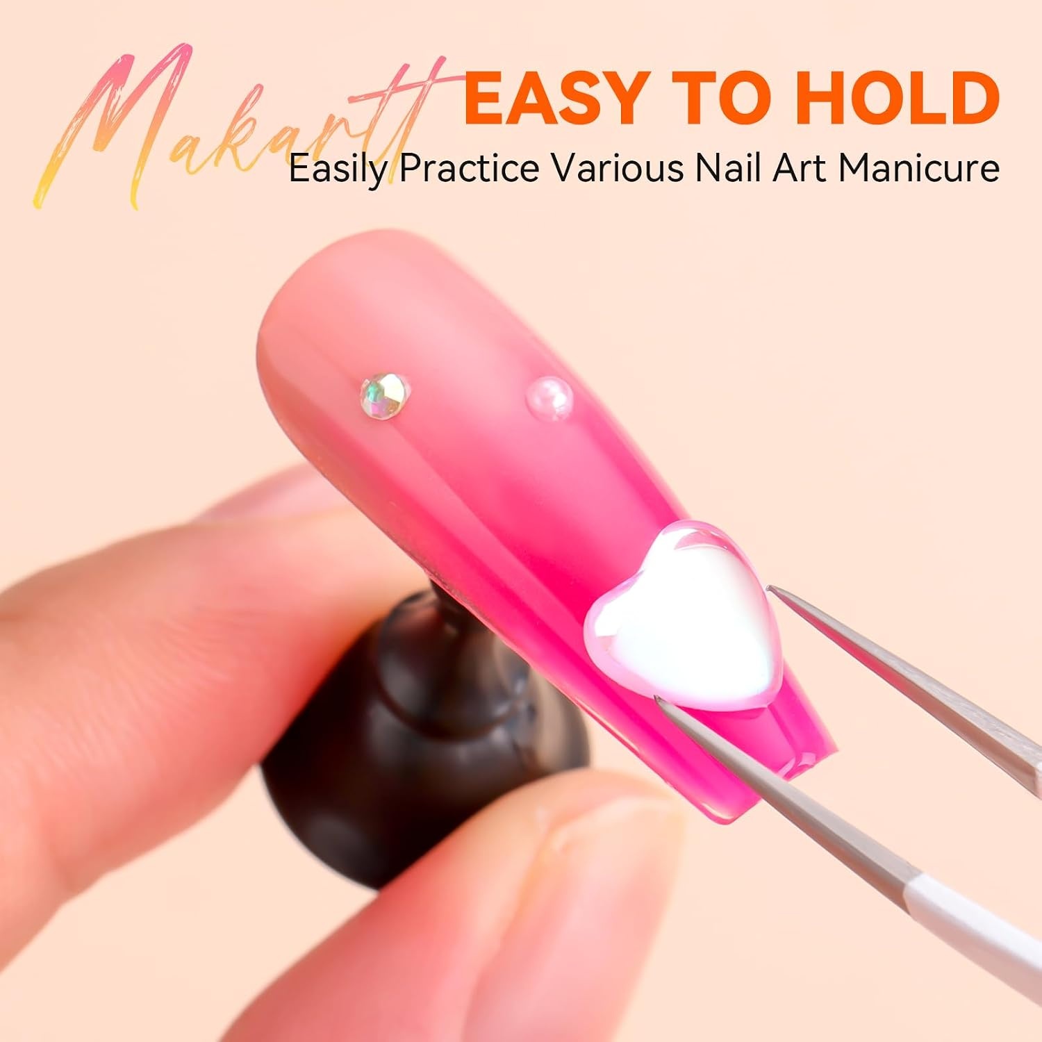 image:imageMakartt Nail Stand Press On Nails Stand Display Practice Art Magnetic Fake Nail Holder for Painting Nails Stand for False Nail Designs with Doublesided Tape for Home DIY Beginner Salon SuppliesWhiteBlack