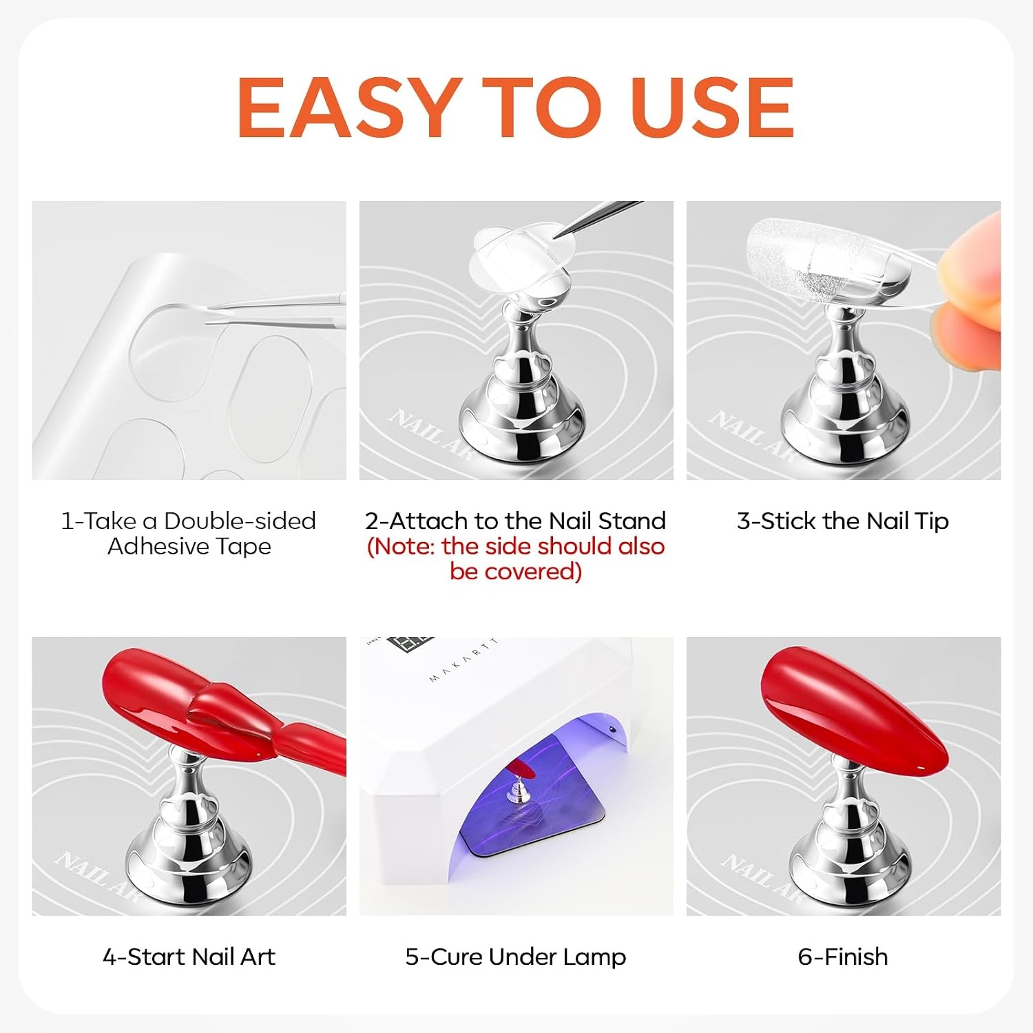 image:imageMakartt Nail Stand Press On Nails Stand Display Practice Art Magnetic Fake Nail Holder for Painting Nails Stand for False Nail Designs with Doublesided Tape for Home DIY Beginner Salon SuppliesSilver Metal