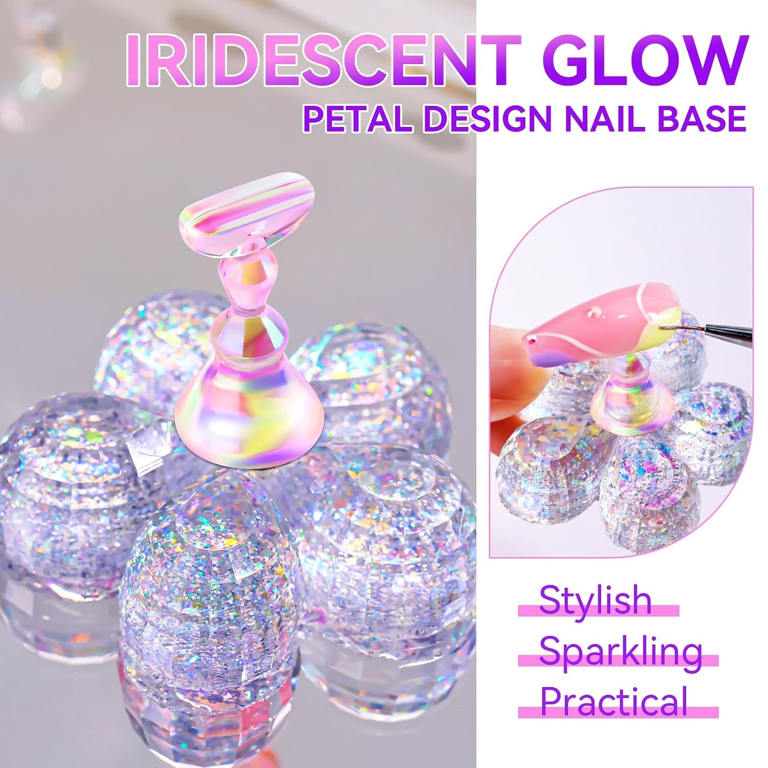 image:imageMakartt Nail Stand Press On Nails Stand Display Practice Art Magnetic Fake Nail Holder for Painting Nails Stand for False Nail Designs with Doublesided Tape for Home DIY Beginner Salon SuppliesPinkClear