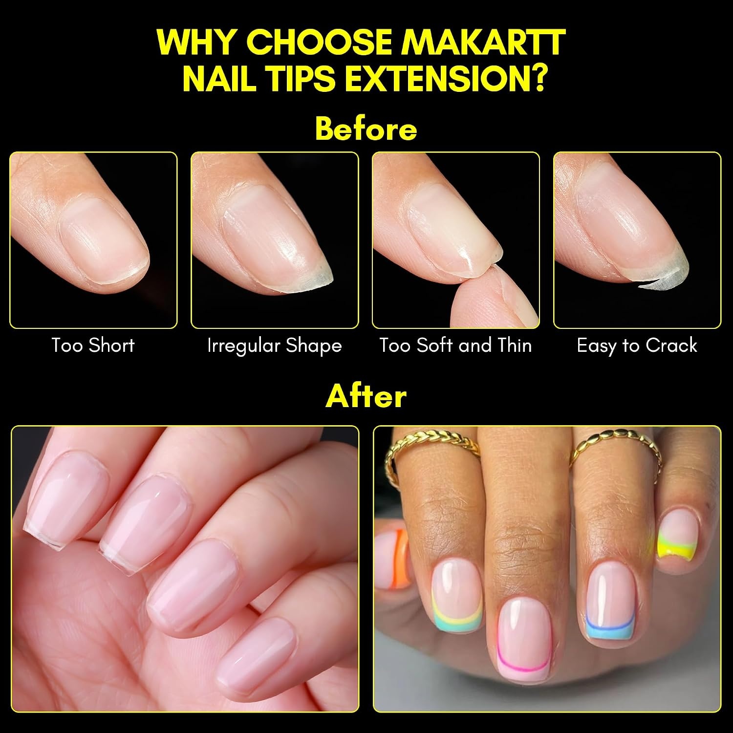 image:imageMakartt Nail Tips and Glue Kit Almond Medium Tips 500PCS with 3D Gel Solid Builder Gel for Extension Full Cover PreBuffed Nails NonSticky Carving Glue Complete DIY Manicure Nail ArtA04Extra Short Coffin120PCS