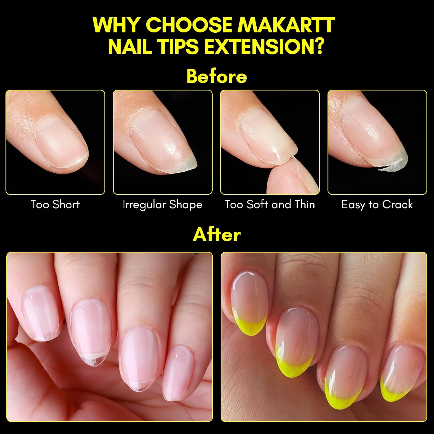 image:imageMakartt Nail Tips and Glue Kit Almond Medium Tips 500PCS with 3D Gel Solid Builder Gel for Extension Full Cover PreBuffed Nails NonSticky Carving Glue Complete DIY Manicure Nail ArtA07Extra Short Almond120PCS
