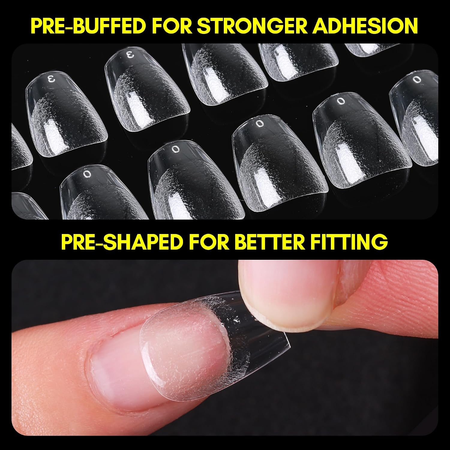 image:imageMakartt Nail Tips and Glue Kit Almond Medium Tips 500PCS with 3D Gel Solid Builder Gel for Extension Full Cover PreBuffed Nails NonSticky Carving Glue Complete DIY Manicure Nail ArtA04Extra Short Coffin120PCS