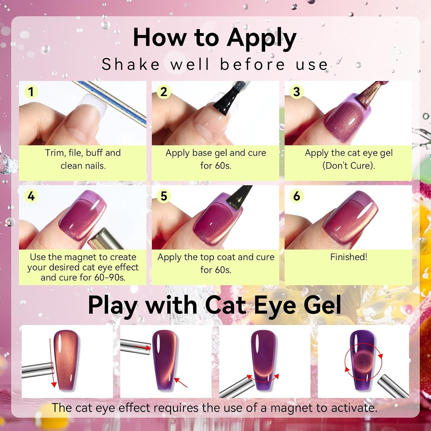 image:imageMakartt Pearl Gel Nail Polish Set 15ml One NDone 6 Colors Shimmer Mermaid Glitter UV Gel Polish Soak Off HighGloss SalonGrade Nail Art Manicure DIY Salon Home Nebula SpectrumPassion Fruit
