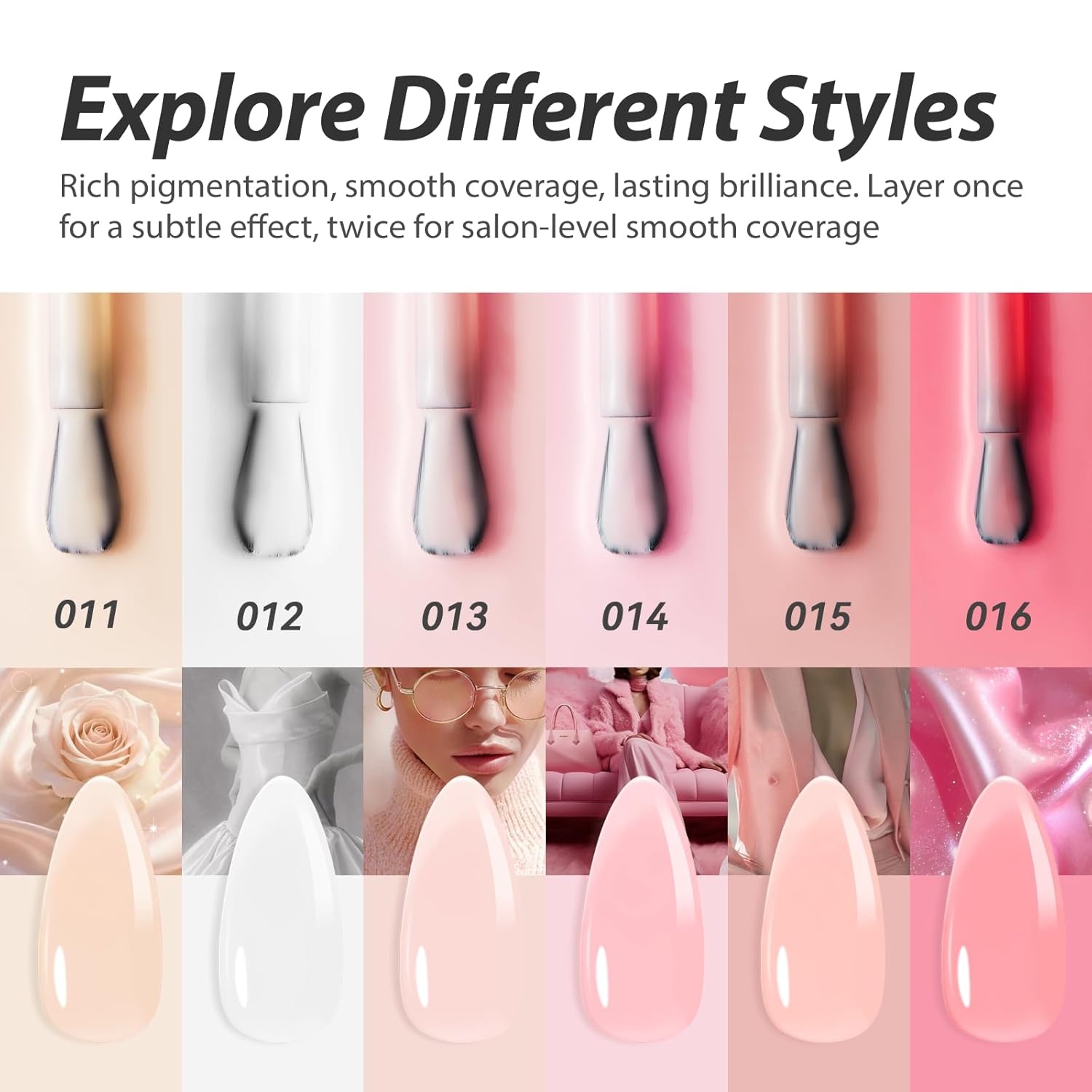 image:imageMakartt Pearl Gel Nail Polish Set 15ml One NDone 6 Colors Shimmer Mermaid Glitter UV Gel Polish Soak Off HighGloss SalonGrade Nail Art Manicure DIY Salon Home Nebula SpectrumPeachy Pink