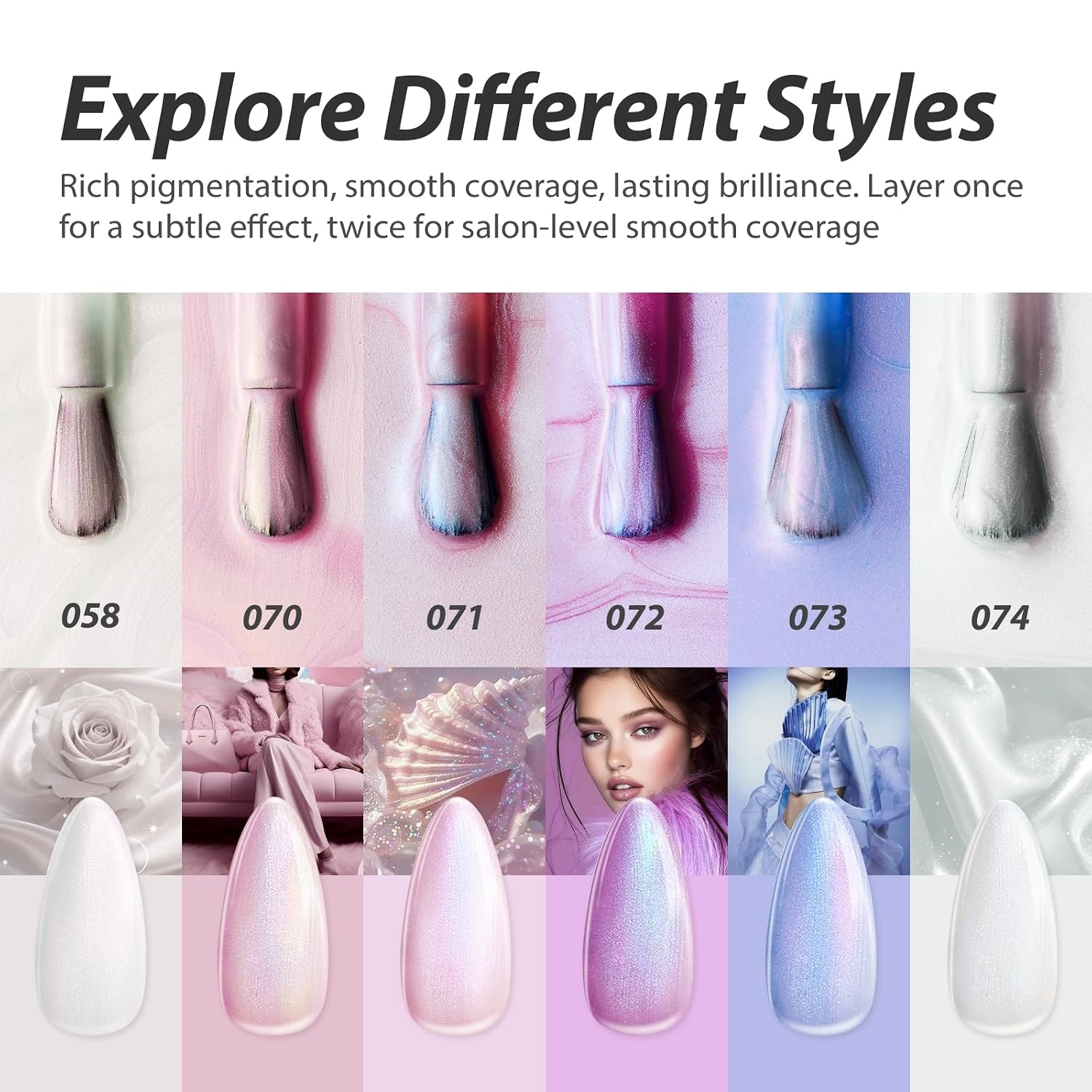 image:imageMakartt Pearl Gel Nail Polish Set 15ml One NDone 6 Colors Shimmer Mermaid Glitter UV Gel Polish Soak Off HighGloss SalonGrade Nail Art Manicure DIY Salon Home Nebula SpectrumNebula Spectrum