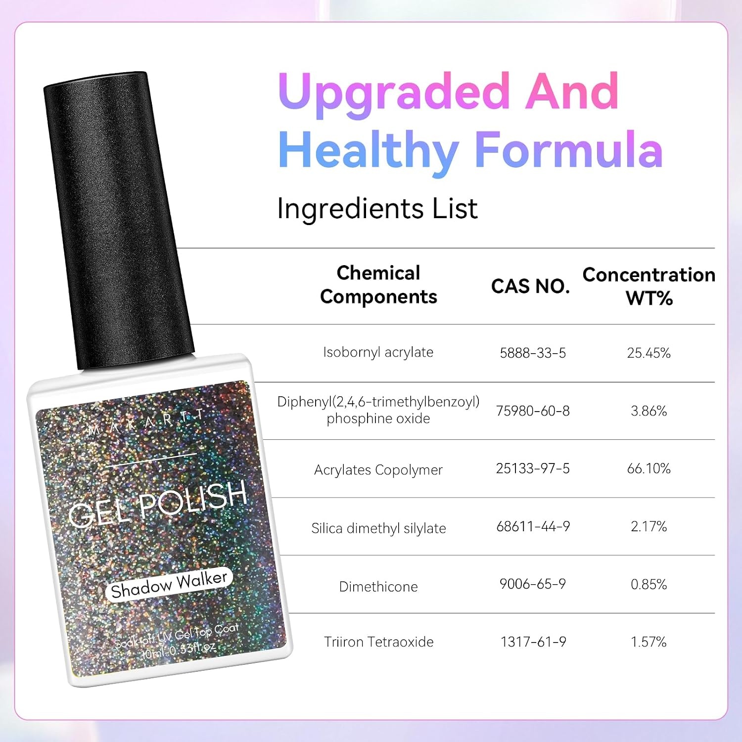 image:imageMakartt Rainbow Cat Eye Gel Nail Polish Glitter Universal 9D Holographic Sparkly Soak Off Gel UVLED Manicure with Magnet Stick for Nail Art Designs 10mlShadow Walker