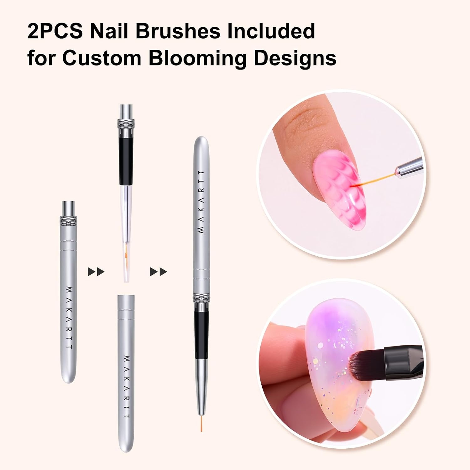 image:imageMakartt Rainbow Cat Eye Gel Nail Polish Glitter Universal 9D Holographic Sparkly Soak Off Gel UVLED Manicure with Magnet Stick for Nail Art Designs 10mlClear Blooming Gel with Brushes