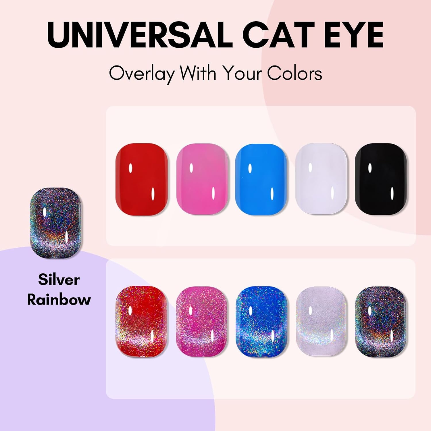 image:imageMakartt Rainbow Cat Eye Gel Nail Polish Glitter Universal 9D Holographic Sparkly Soak Off Gel UVLED Manicure with Magnet Stick for Nail Art Designs 10mlShadow Walker