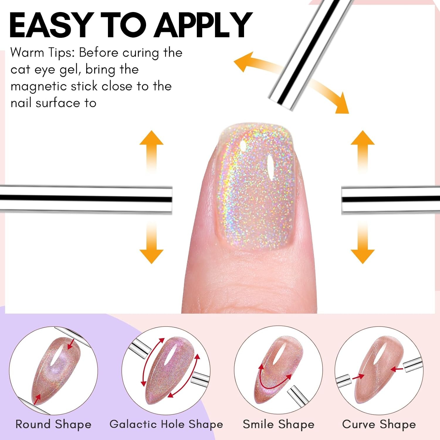 image:imageMakartt Rainbow Cat Eye Gel Nail Polish Glitter Universal 9D Holographic Sparkly Soak Off Gel UVLED Manicure with Magnet Stick for Nail Art Designs 10mlShadow Walker