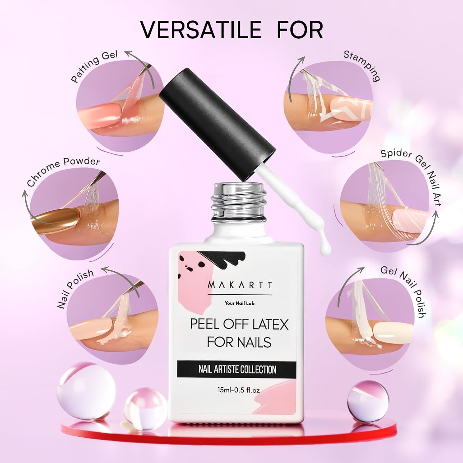 image:imageMakartt Rainbow Cat Eye Gel Nail Polish Glitter Universal 9D Holographic Sparkly Soak Off Gel UVLED Manicure with Magnet Stick for Nail Art Designs 10mlWhite Latex Tape