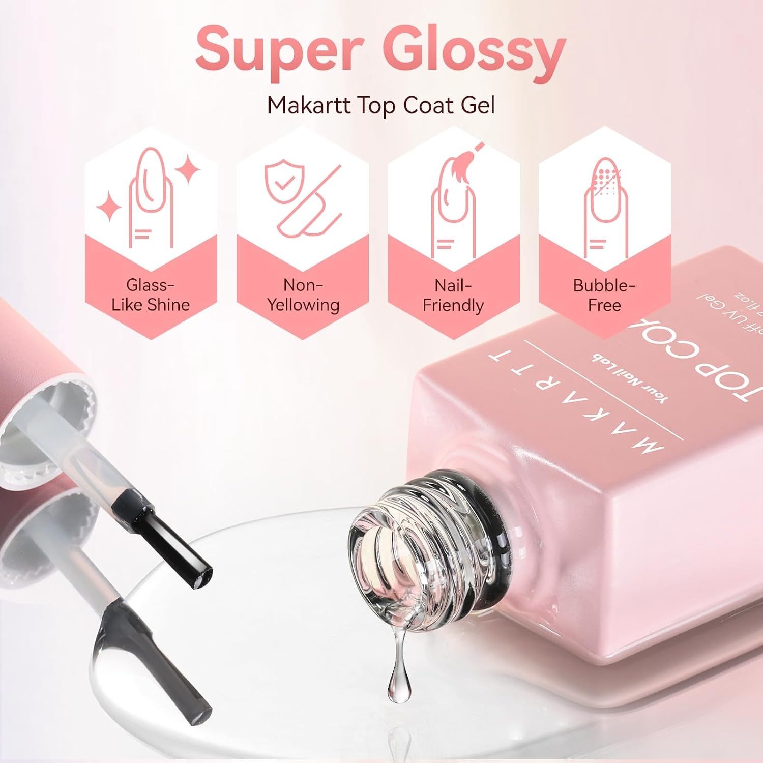 image:imageMakartt Rubber Base Gel Polish Natural Nude Fall Winter 8ML Soak Off UV LED Foundation Gel for Salon DIY Nail Art Designs HomeSunKissed SandsClear Gel Top Coat 2pcs 8ml