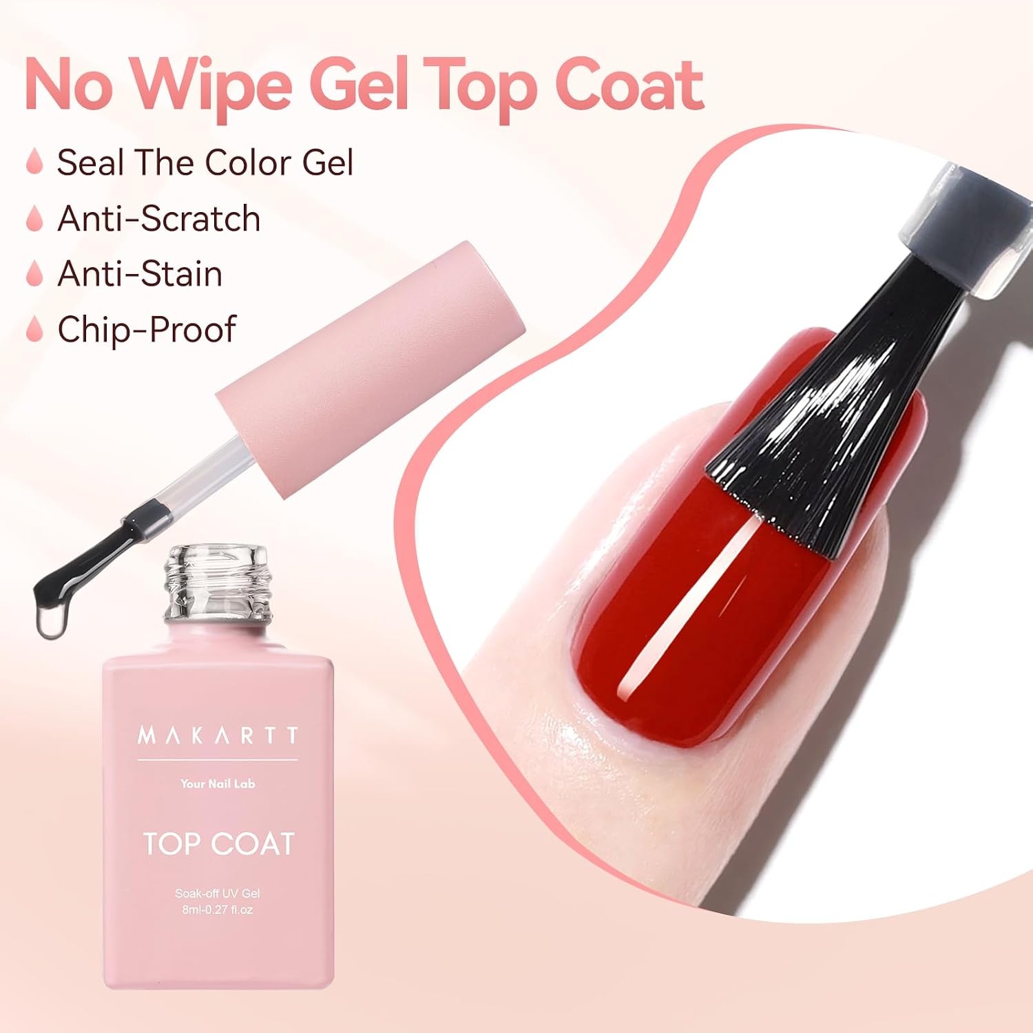 image:imageMakartt Rubber Base Gel Polish Natural Nude Fall Winter 8ML Soak Off UV LED Foundation Gel for Salon DIY Nail Art Designs HomeSunKissed SandsClear Gel Top Coat 2pcs 8ml