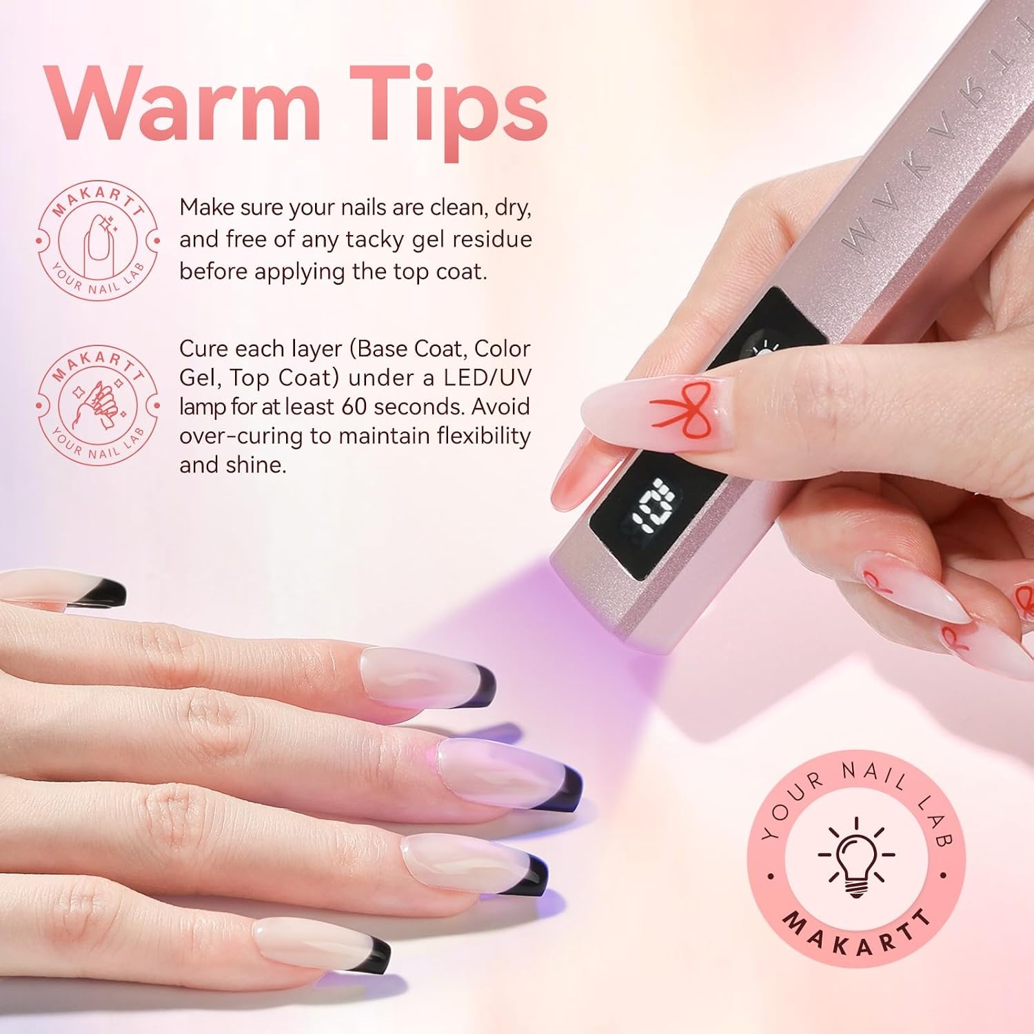 image:imageMakartt Rubber Base Gel Polish Natural Nude Fall Winter 8ML Soak Off UV LED Foundation Gel for Salon DIY Nail Art Designs HomeSunKissed SandsClear Gel Top Coat 2pcs 8ml