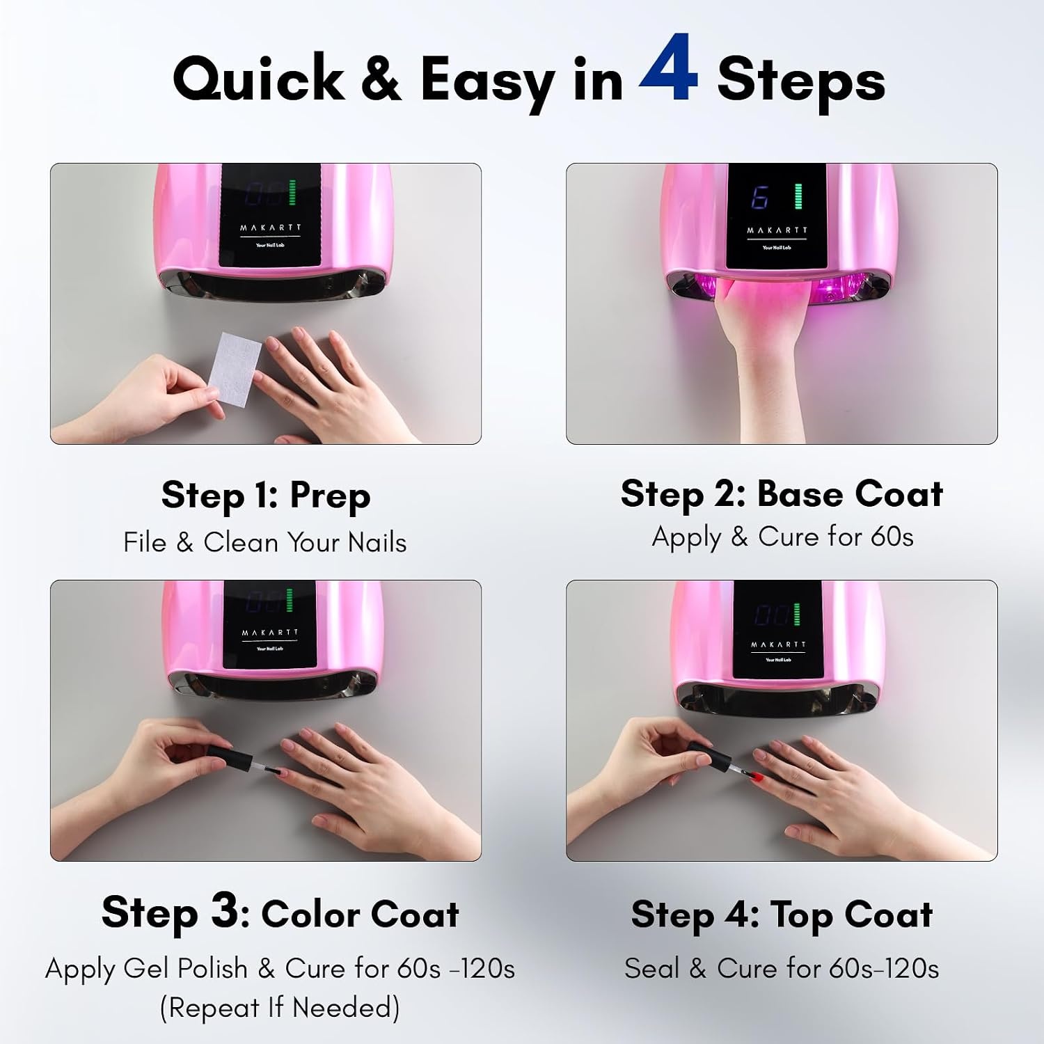 image:imageMakartt UV LED Nail Lamp Fast Curing UV Light with Handle Nail Dryer with 42 Beads 4 Timers Cordless Rechargeable Design LCD Touchscreen amp Smart SensorGradient Pink35W UV Nail LampGradient Pink
