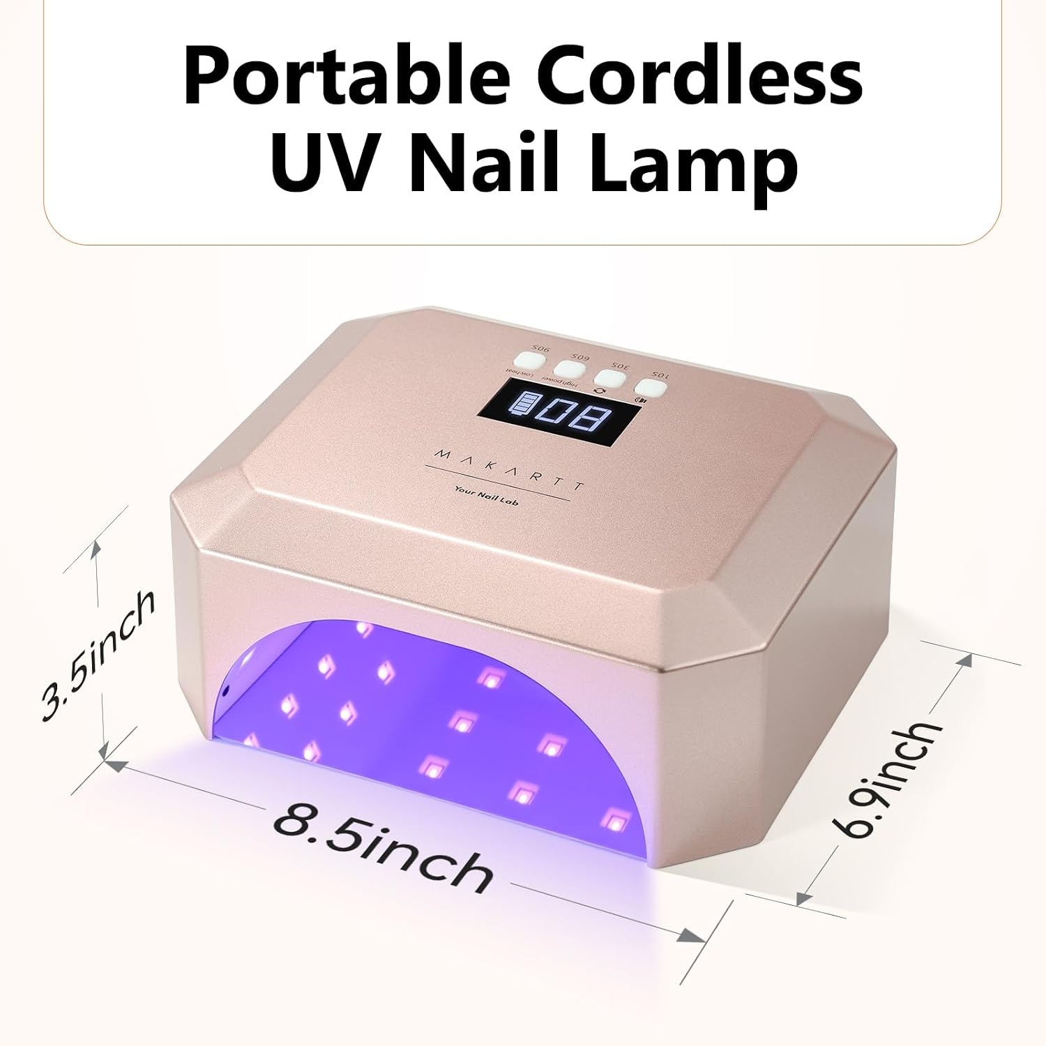 image:imageMakartt UV LED Nail Lamp Fast Curing UV Light with Handle Nail Dryer with 42 Beads 4 Timers Cordless Rechargeable Design LCD Touchscreen amp Smart SensorGradient Pink30W Nail LampRechargeable