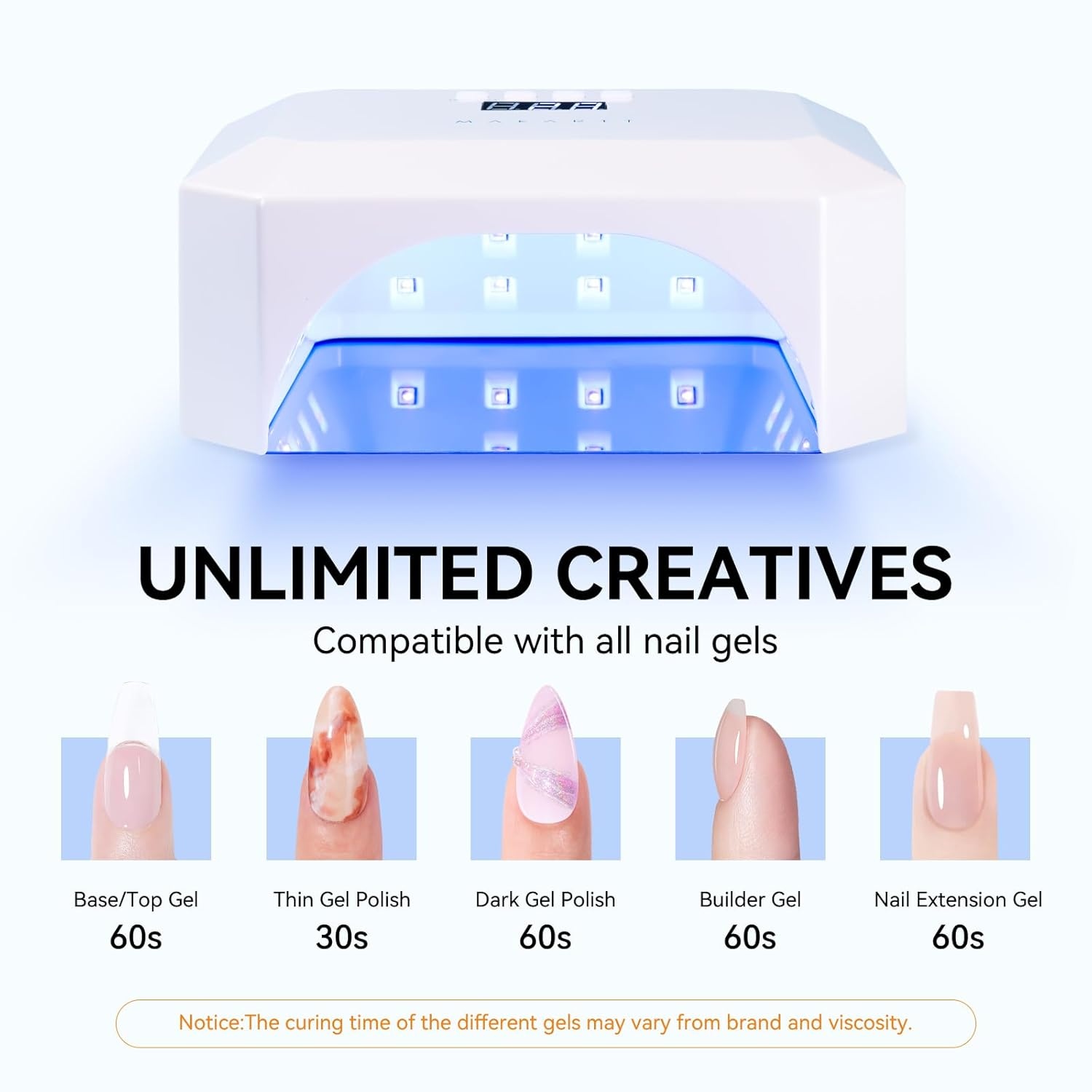 image:imageMakartt UV LED Nail Lamp Fast Curing UV Light with Handle Nail Dryer with 42 Beads 4 Timers Cordless Rechargeable Design LCD Touchscreen amp Smart SensorGradient PinkNAIL DRYER