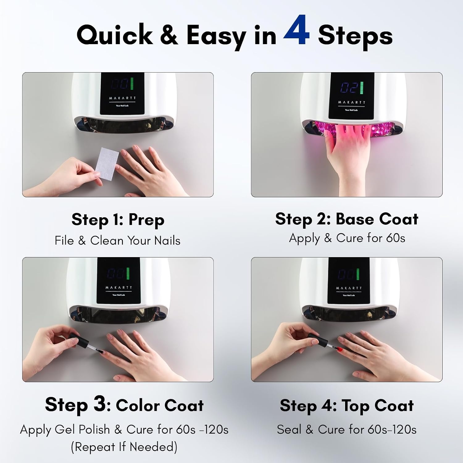 image:imageMakartt UV LED Nail Lamp Fast Curing UV Light with Handle Nail Dryer with 42 Beads 4 Timers Cordless Rechargeable Design LCD Touchscreen amp Smart SensorGradient Pink35W UV Nail LampWhite