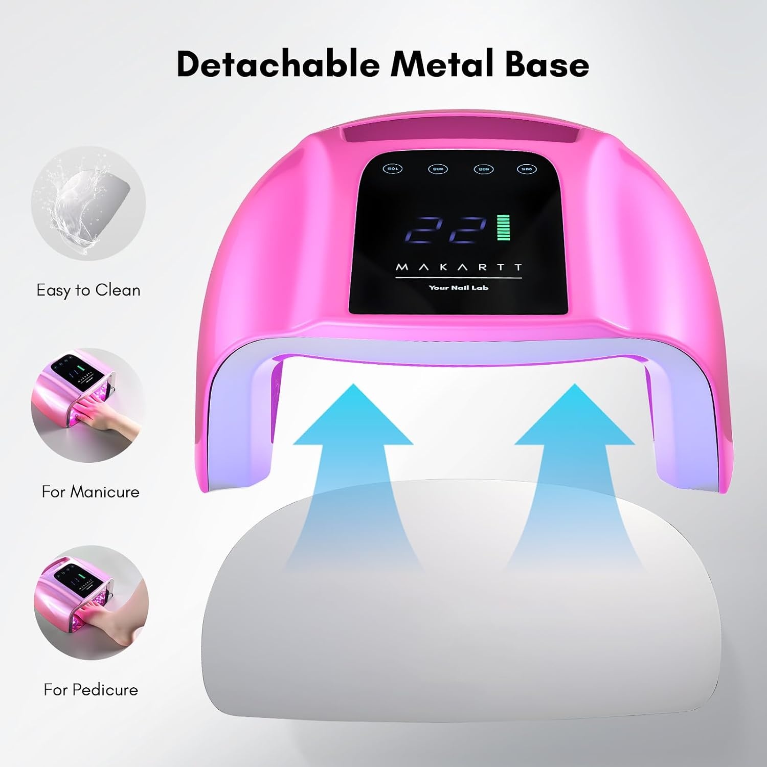 image:imageMakartt UV LED Nail Lamp Fast Curing UV Light with Handle Nail Dryer with 42 Beads 4 Timers Cordless Rechargeable Design LCD Touchscreen amp Smart SensorGradient Pink35W UV Nail LampGradient Pink