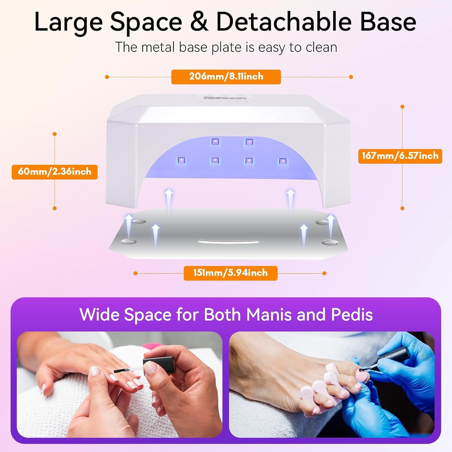 image:imageMakartt UV LED Nail Lamp Fast Curing UV Light with Handle Nail Dryer with 42 Beads 4 Timers Cordless Rechargeable Design LCD Touchscreen amp Smart SensorGradient PinkPlugin 36W Nail Lamp