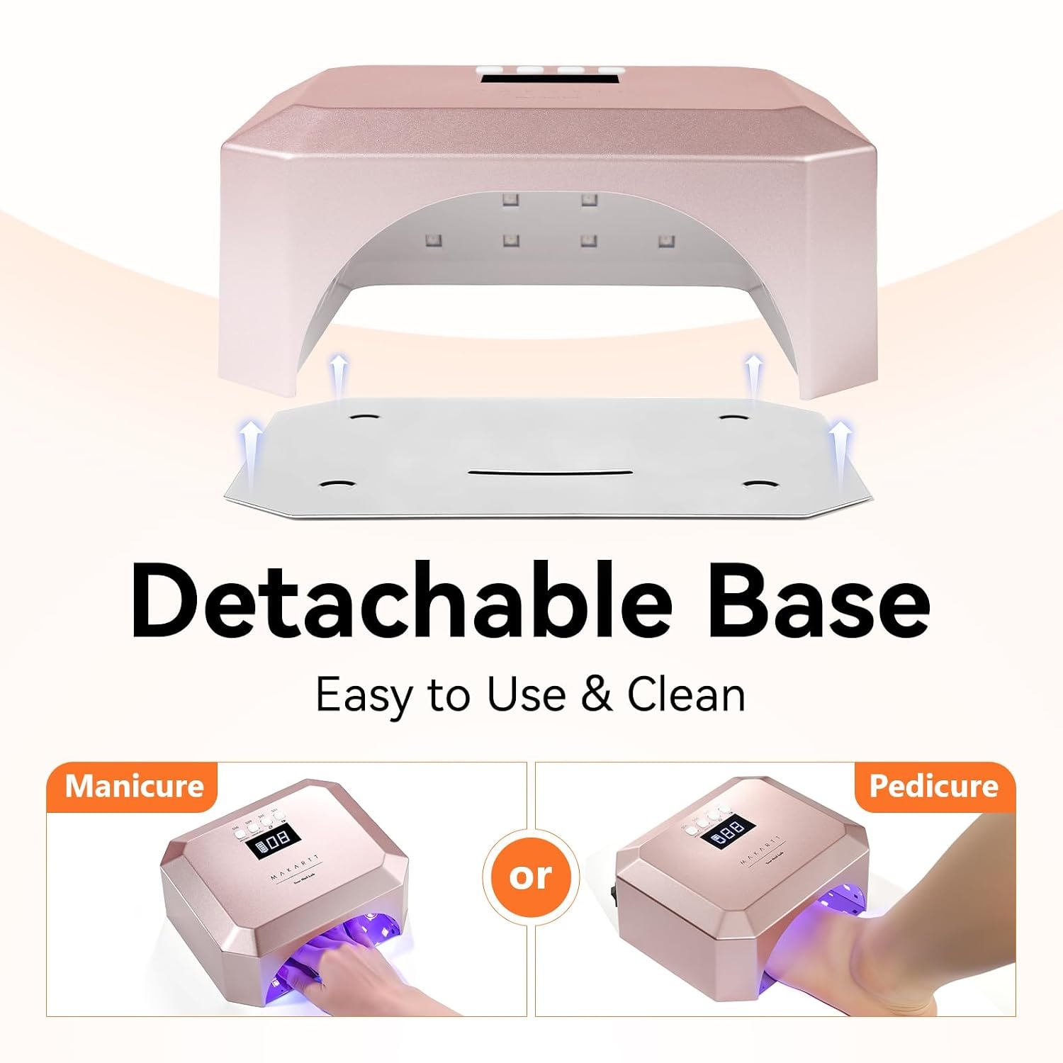 image:imageMakartt UV LED Nail Lamp Fast Curing UV Light with Handle Nail Dryer with 42 Beads 4 Timers Cordless Rechargeable Design LCD Touchscreen amp Smart SensorGradient Pink30W Nail LampRechargeable