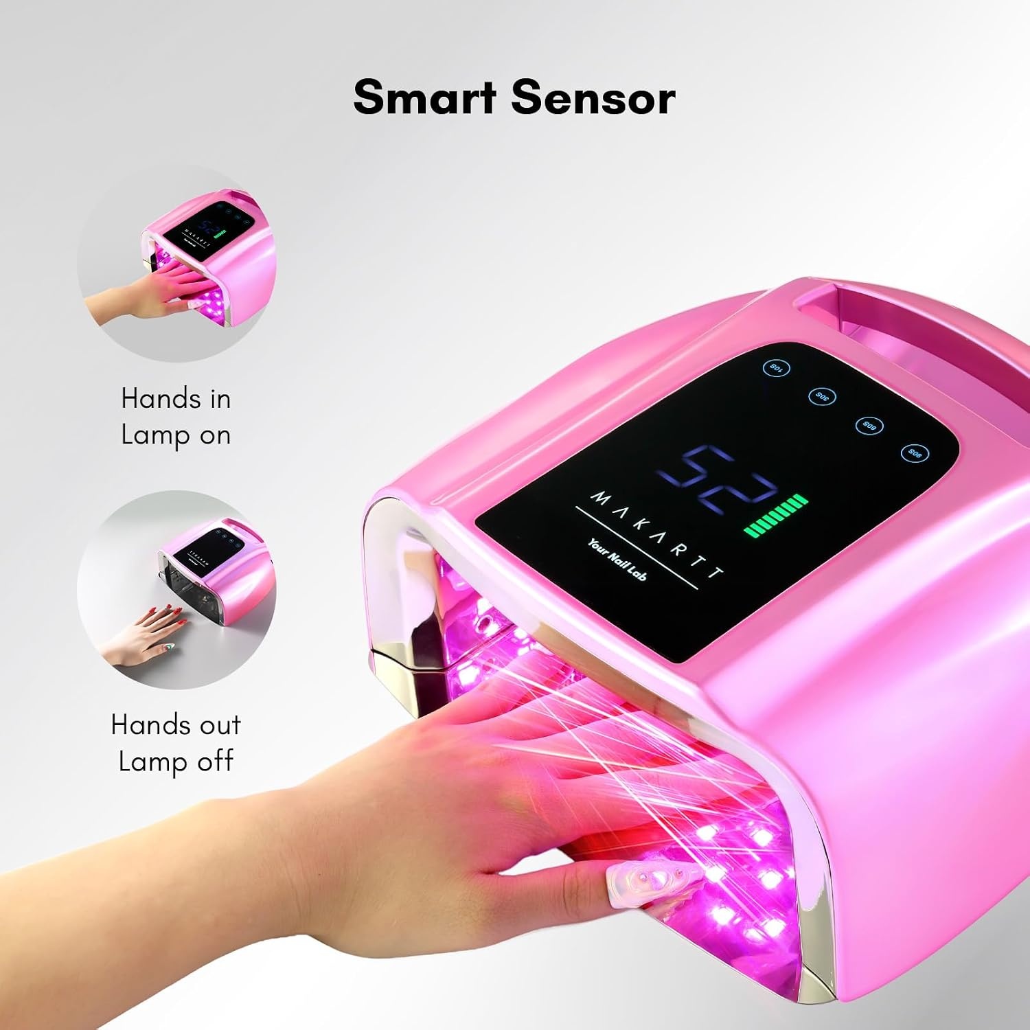 image:imageMakartt UV LED Nail Lamp Fast Curing UV Light with Handle Nail Dryer with 42 Beads 4 Timers Cordless Rechargeable Design LCD Touchscreen amp Smart SensorGradient Pink35W UV Nail LampGradient Pink