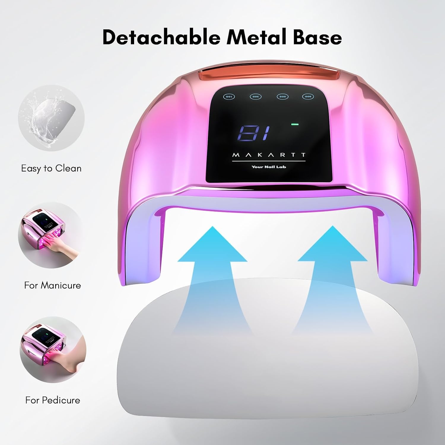 image:imageMakartt UV LED Nail Lamp Fast Curing UV Light with Handle Nail Dryer with 42 Beads 4 Timers Cordless Rechargeable Design LCD Touchscreen amp Smart SensorGradient Pink35W UV Nail LampGradient Purple