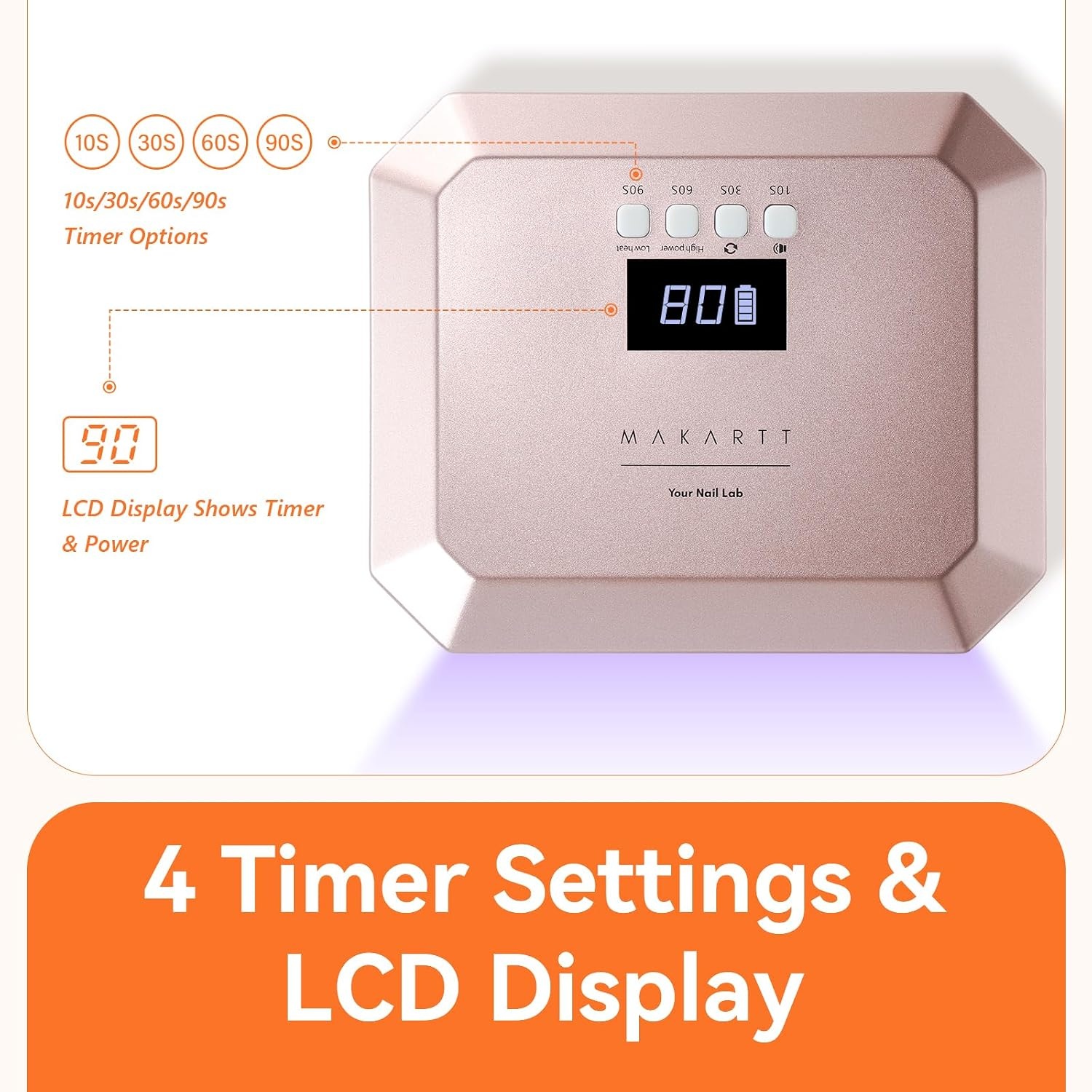 image:imageMakartt UV LED Nail Lamp Fast Curing UV Light with Handle Nail Dryer with 42 Beads 4 Timers Cordless Rechargeable Design LCD Touchscreen amp Smart SensorGradient Pink30W Nail LampRechargeable