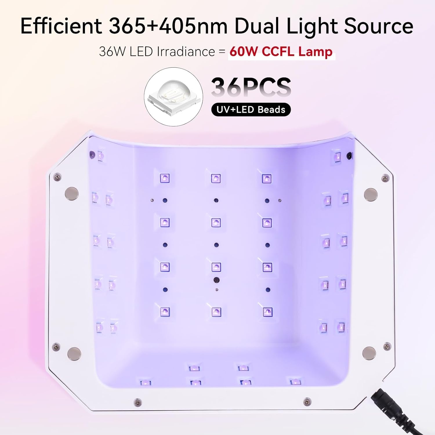 image:imageMakartt UV LED Nail Lamp Fast Curing UV Light with Handle Nail Dryer with 42 Beads 4 Timers Cordless Rechargeable Design LCD Touchscreen amp Smart SensorGradient PinkPlugin 36W Nail Lamp